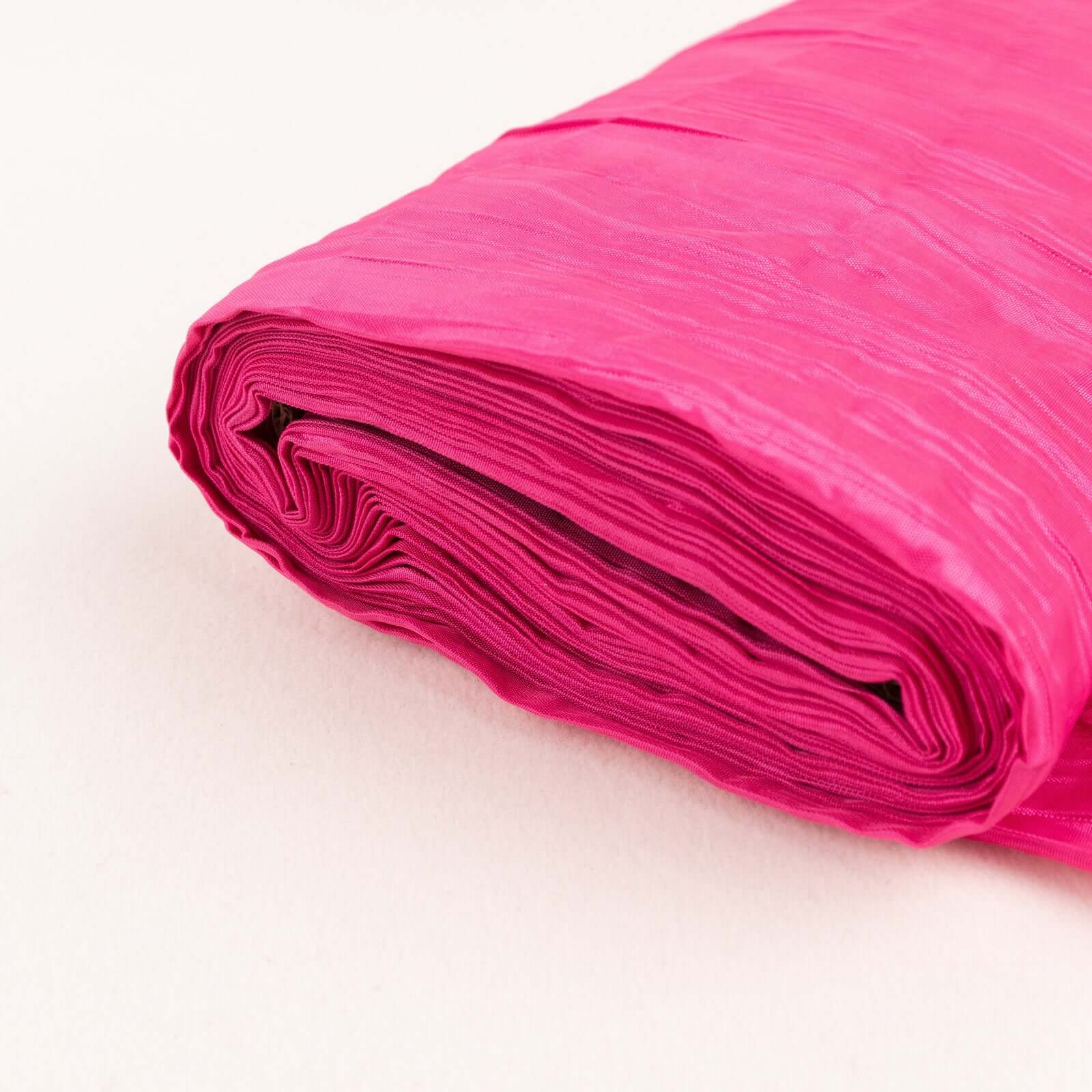 Hot Deal! 54'x10 Yards Fuchsia Accordion Crinkle Taffeta Fabric Bolt