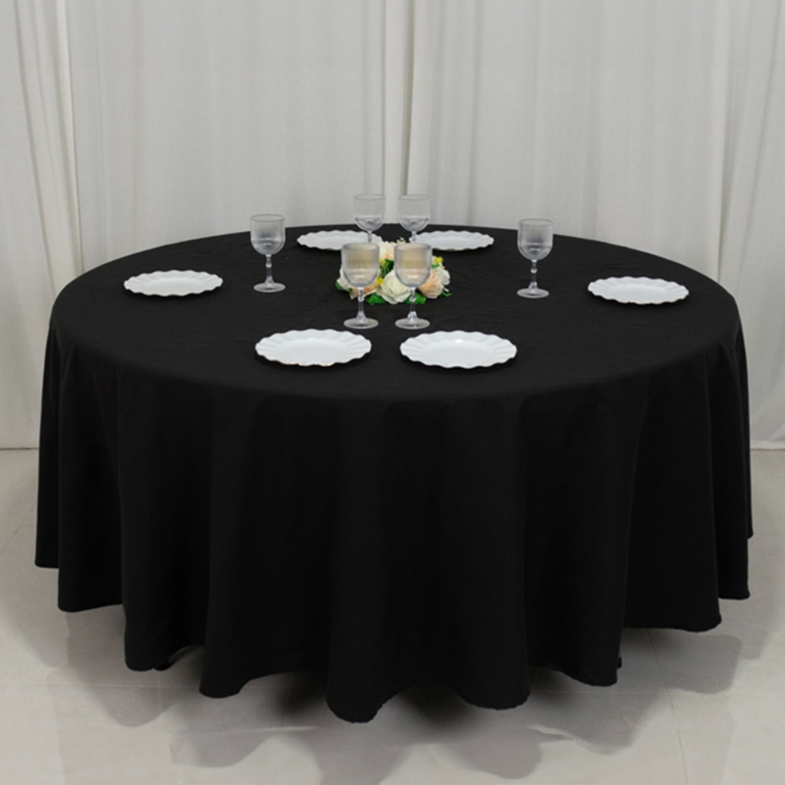 Exclusive Wrinkle-Resistant Black 108" Cotton Blend Round Tablecloth for Special Occasions
