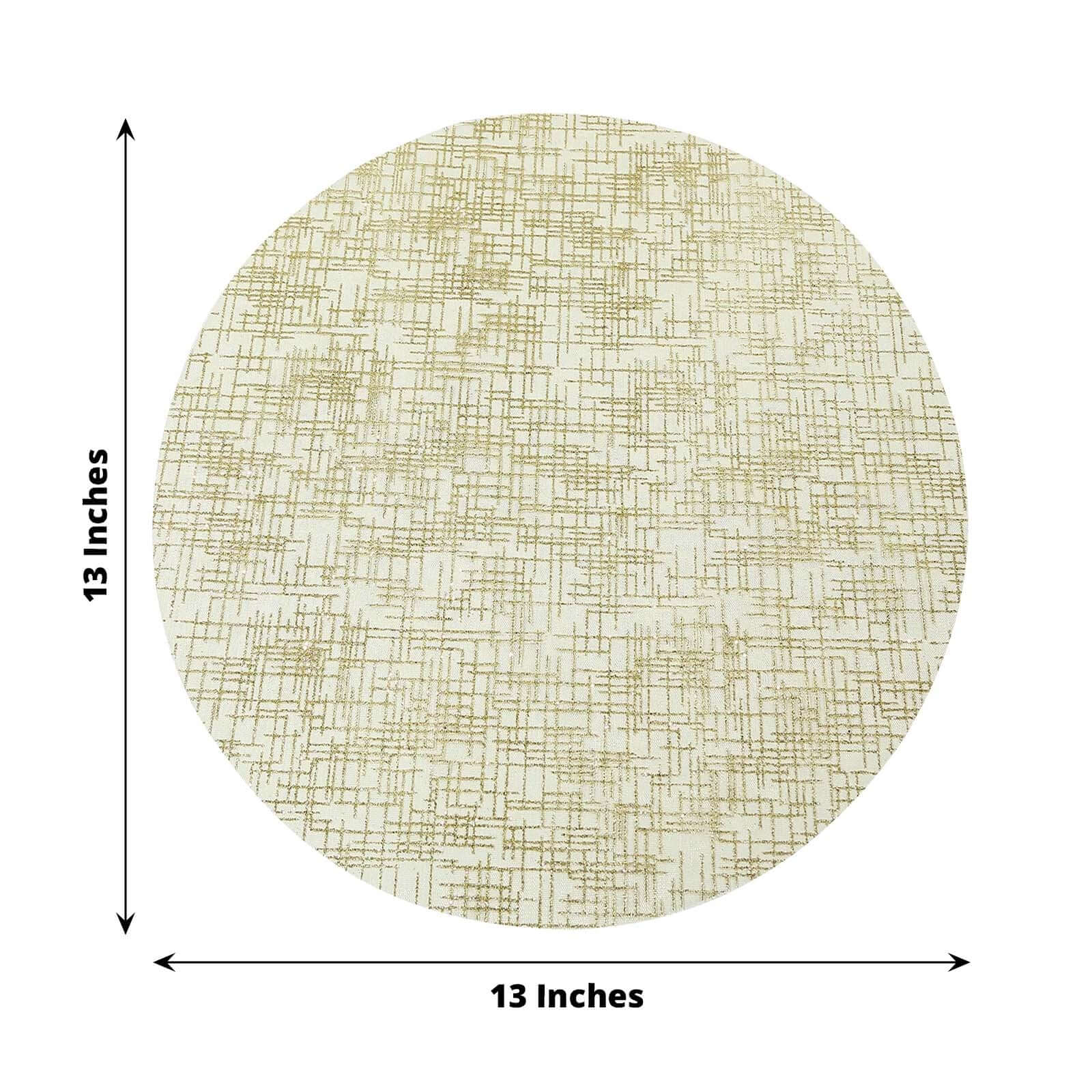 Hot Deal! 10-Pack Disposable Metallic Gold Round Table Placemats with Glitter Mesh Polyester Design