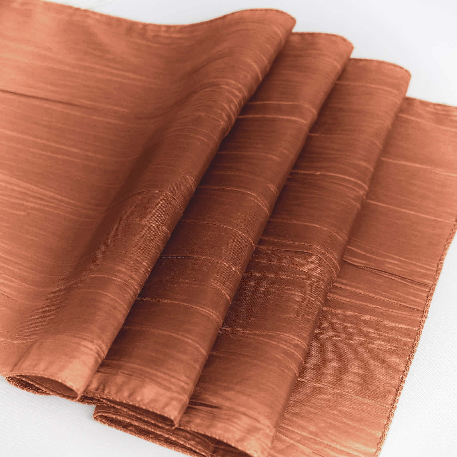 Hot Deal! Terracotta Accordion Crinkle Taffeta 12x108 Table Runner