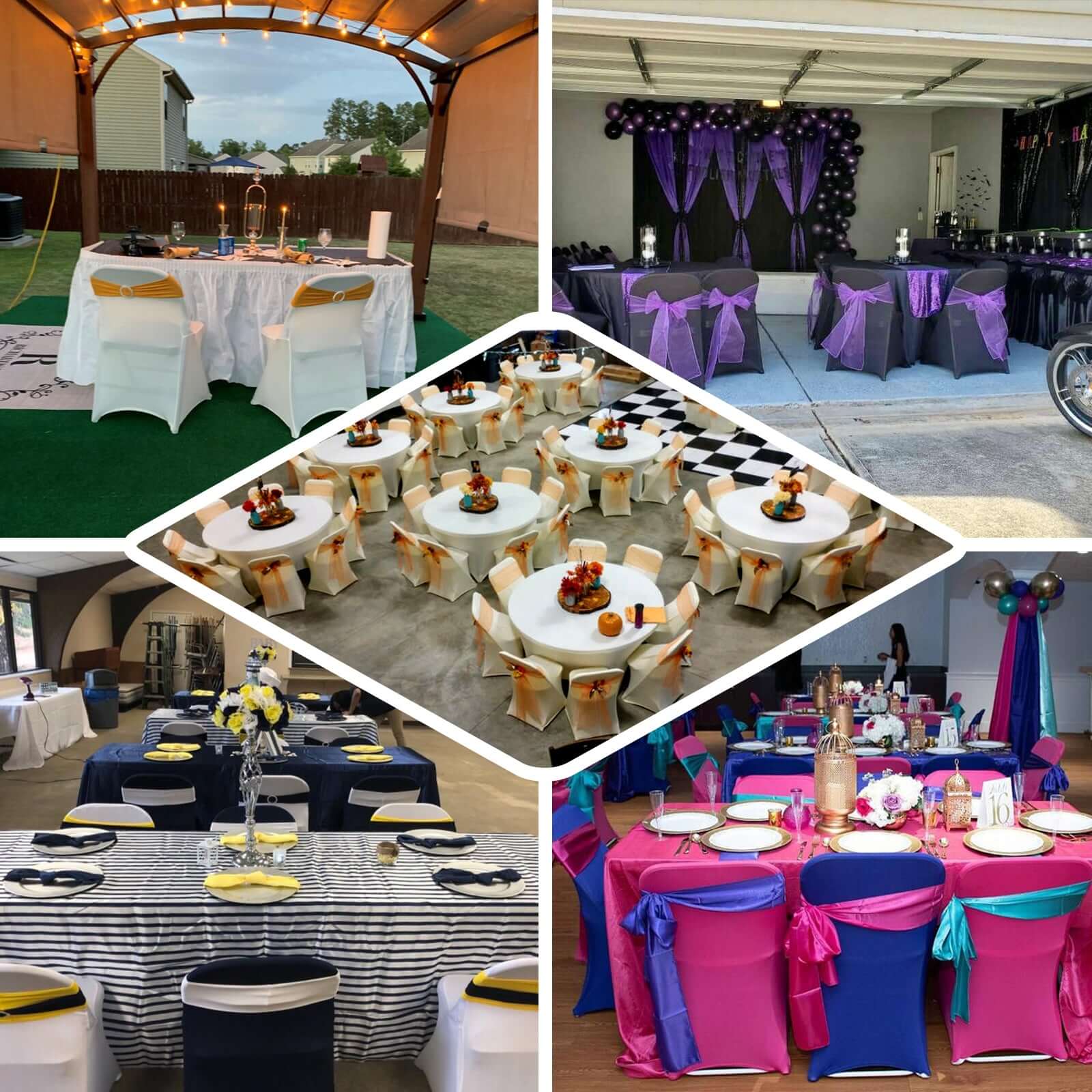 Purple Reusable & Wrinkle-Resistant 160GSM Spandex Stretch Chair Cover for Folding Chairs