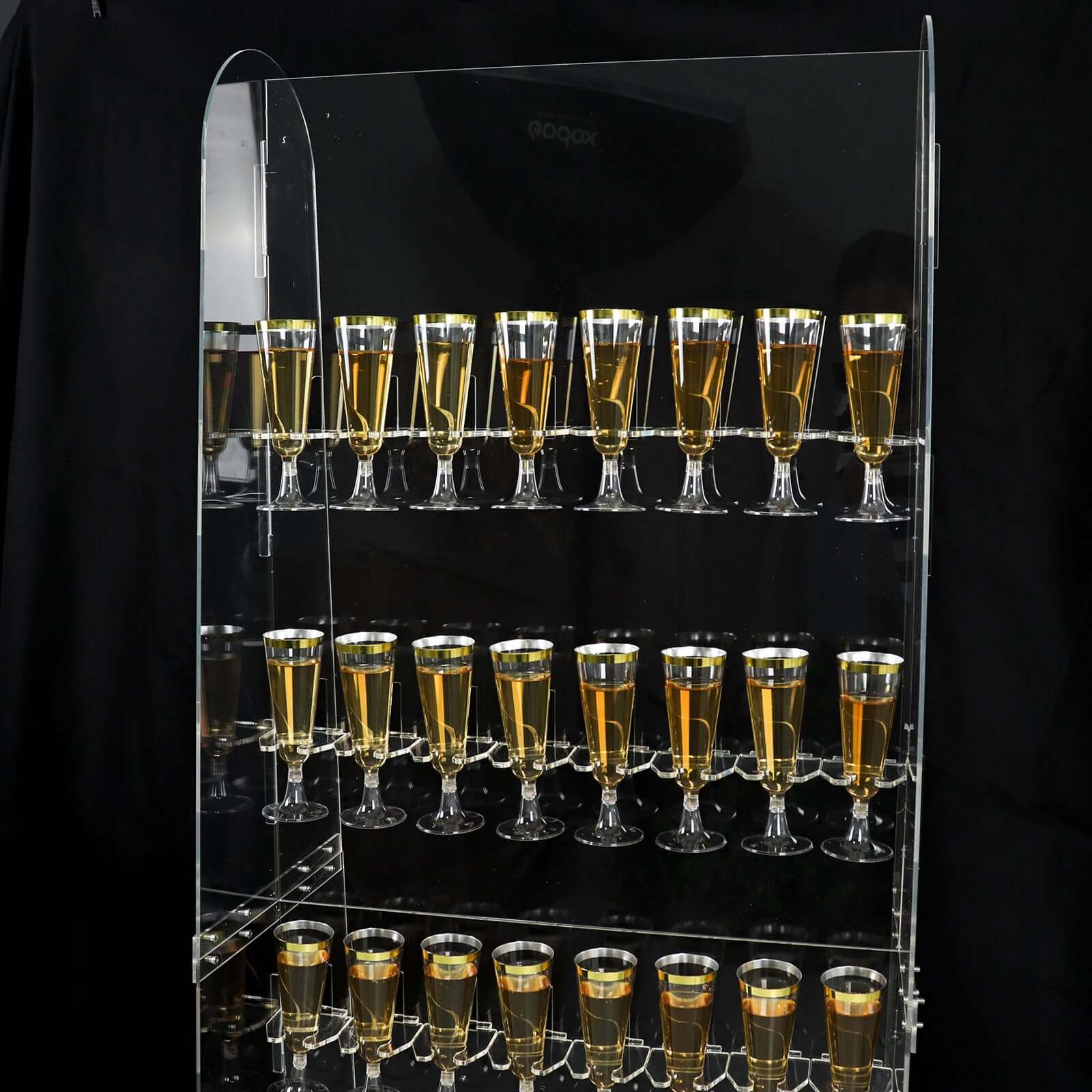 5-Foot Clear 5-Tier Acrylic Champagne Wall Glass Holder for 40 Stemware, Ideal for Classy Events
