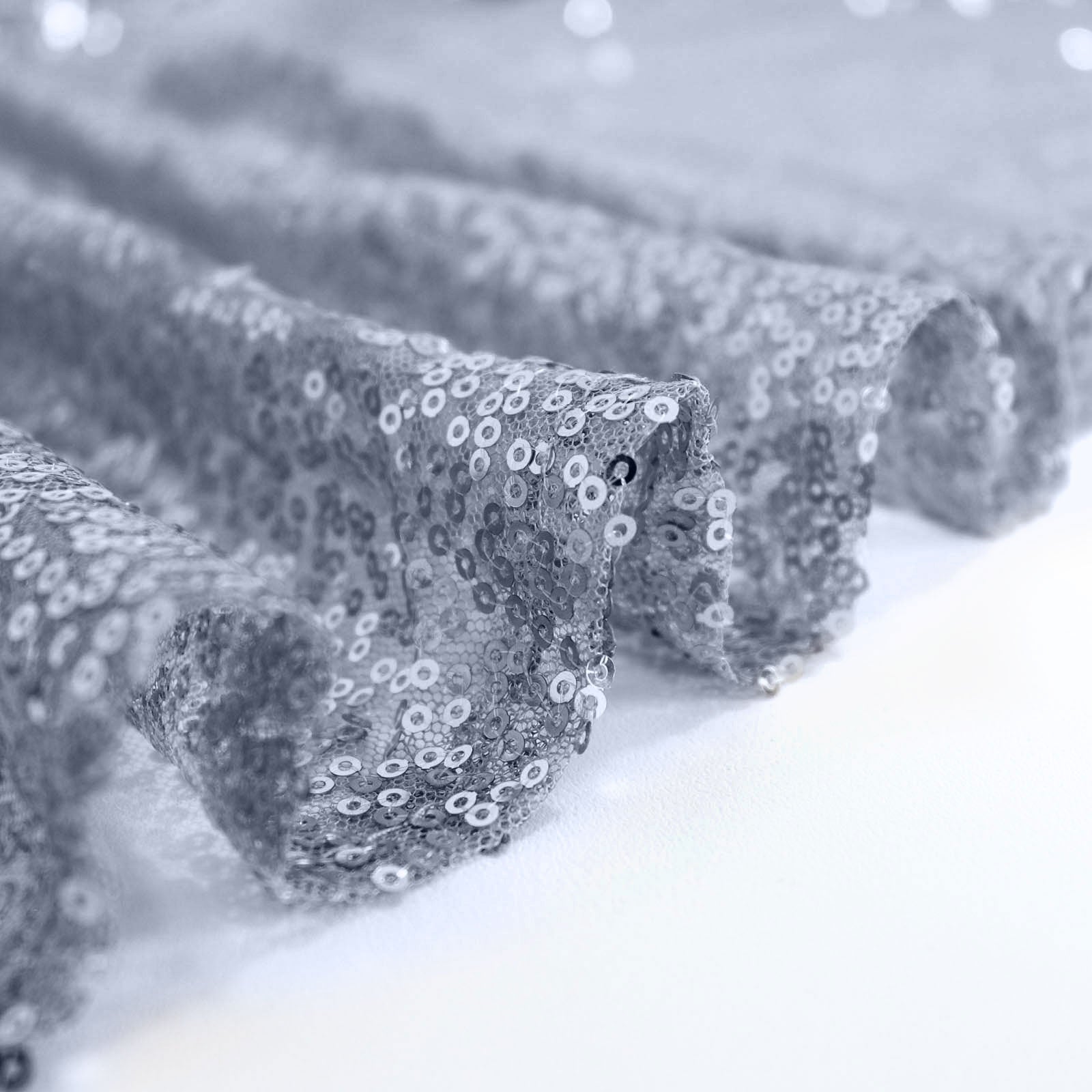 Hot Sale! 120-Inch Dusty Blue Seamless Sequin Round Tablecloth for 5-Foot Tables