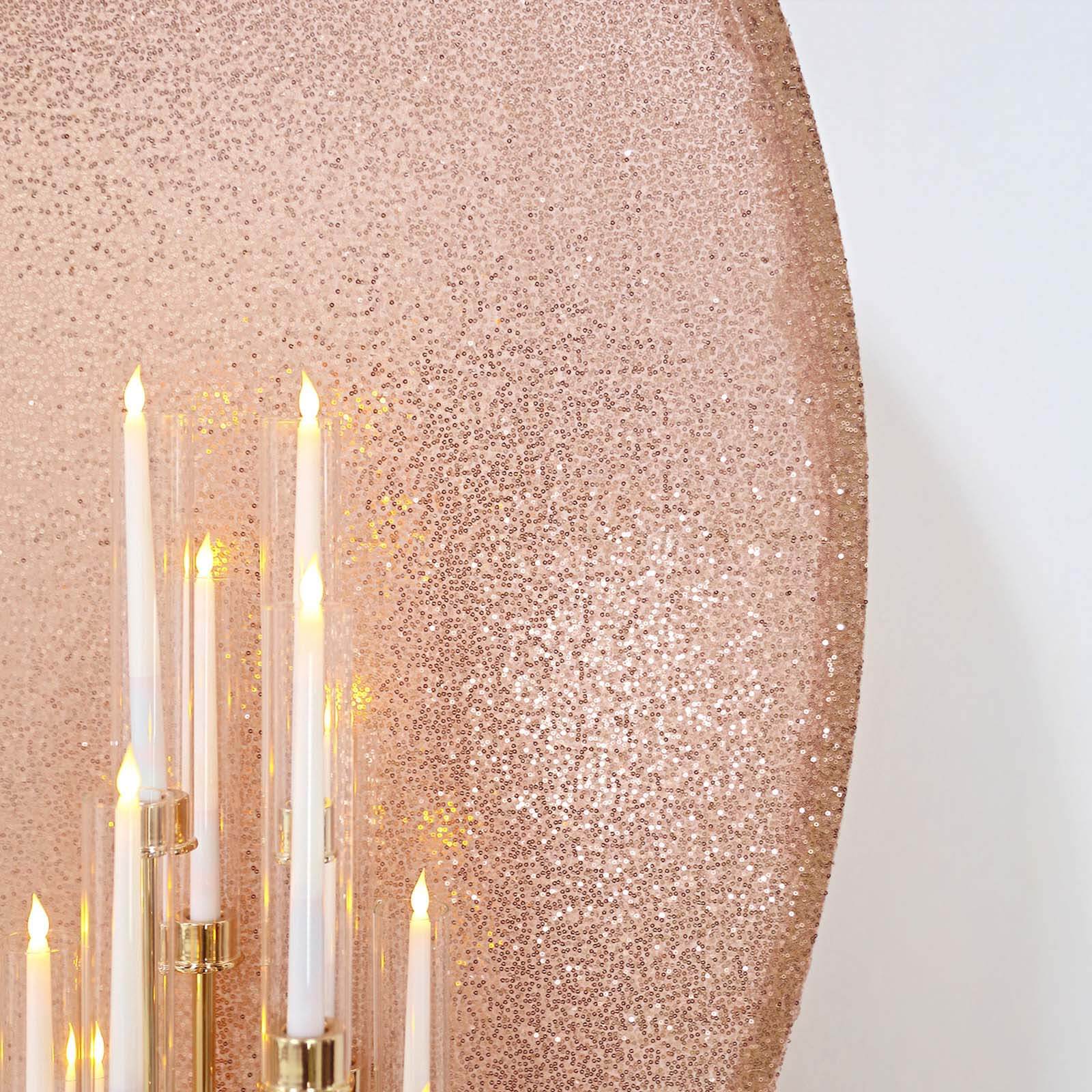 7.5ft Blush Sequin Wedding Arch Cover - Shiny 2-Sided Custom Fit for Photos