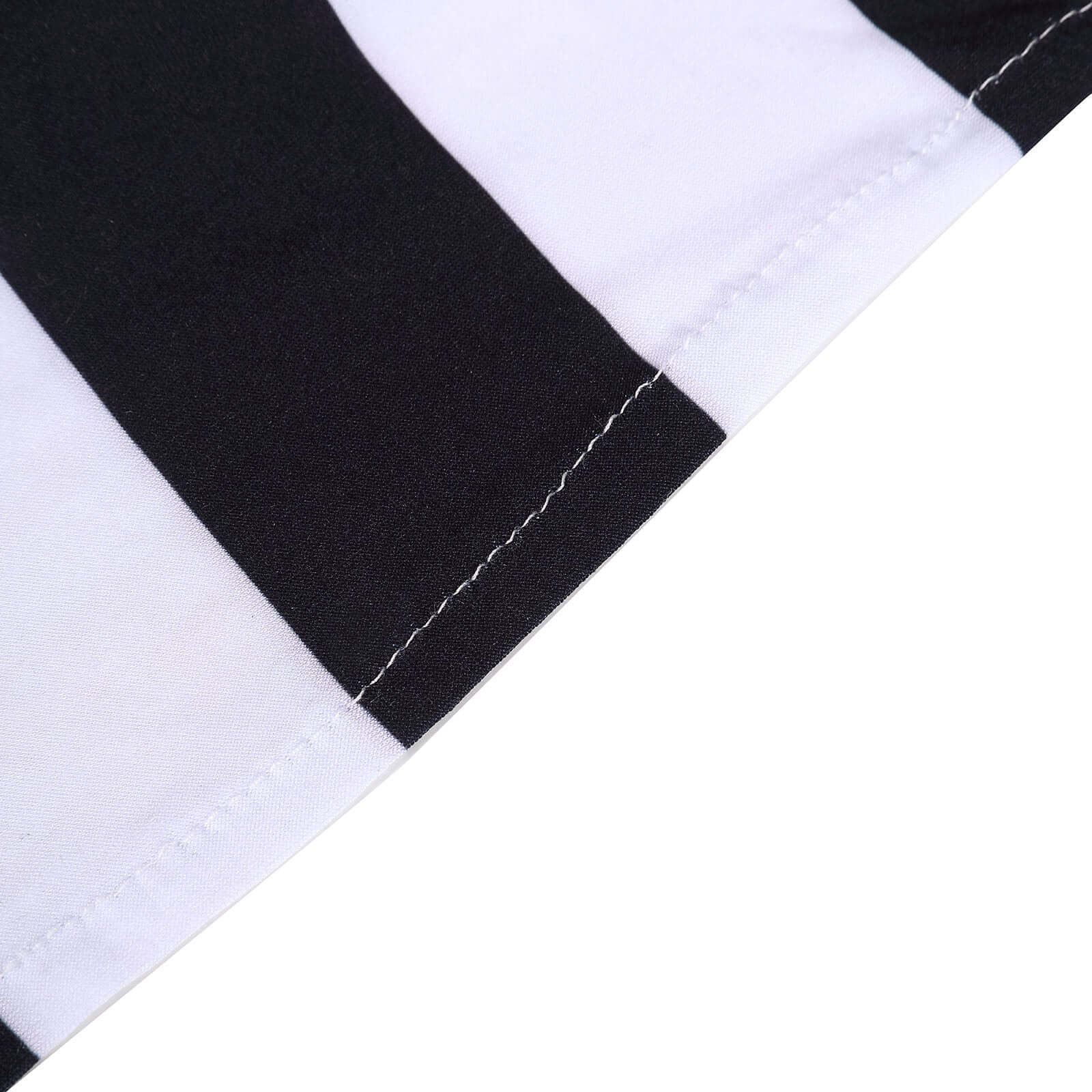 5-Pack Black/White Vertical Striped Spandex Chair Sashes - Wrinkle-Free & Easy to Use for Stunning Decor