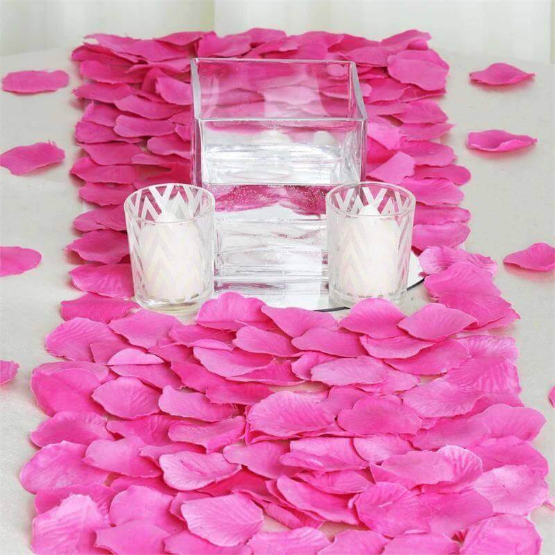 500-Pack Fuchsia Silk Rose Petal Confetti - Ideal for Table and Floor Decor