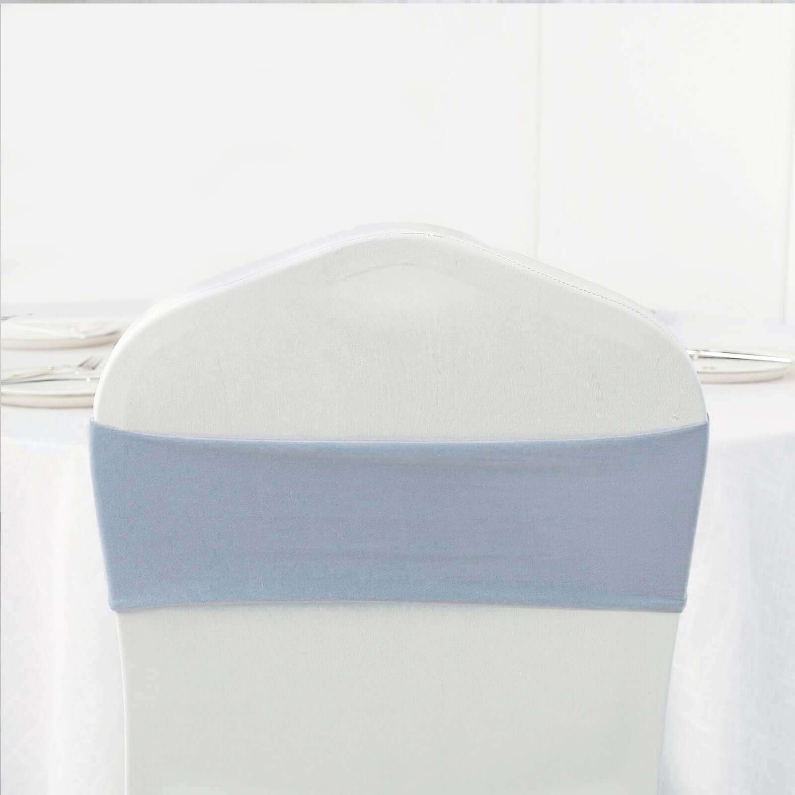 5-Piece Set of Dusty Blue Stretch Spandex Chair Sashes - Heavy-Duty 5x12 Bands