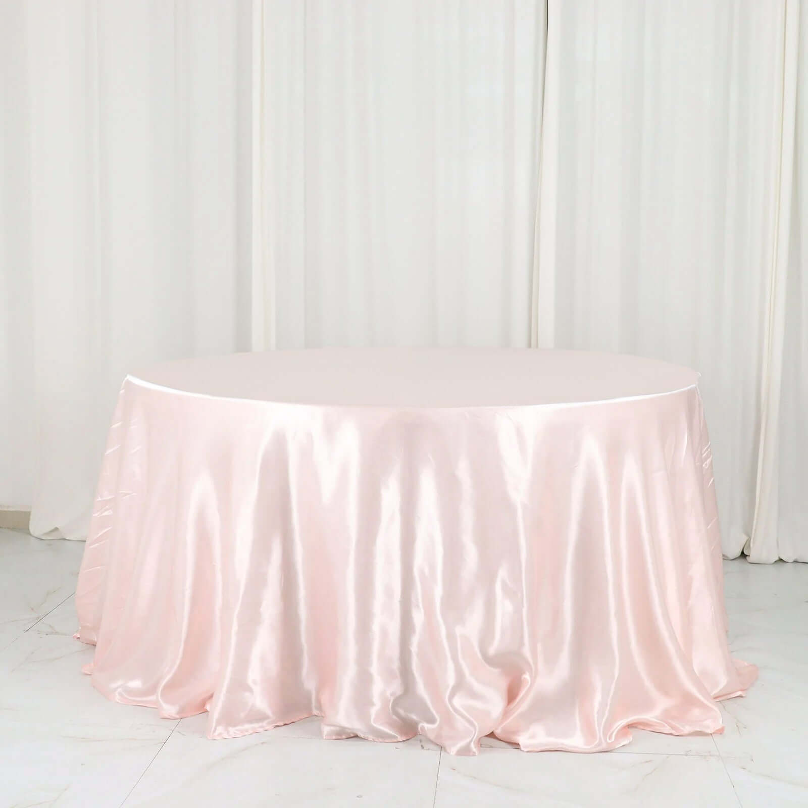 Blush Satin 132-Inch Round Seamless Stylish Tablecloth