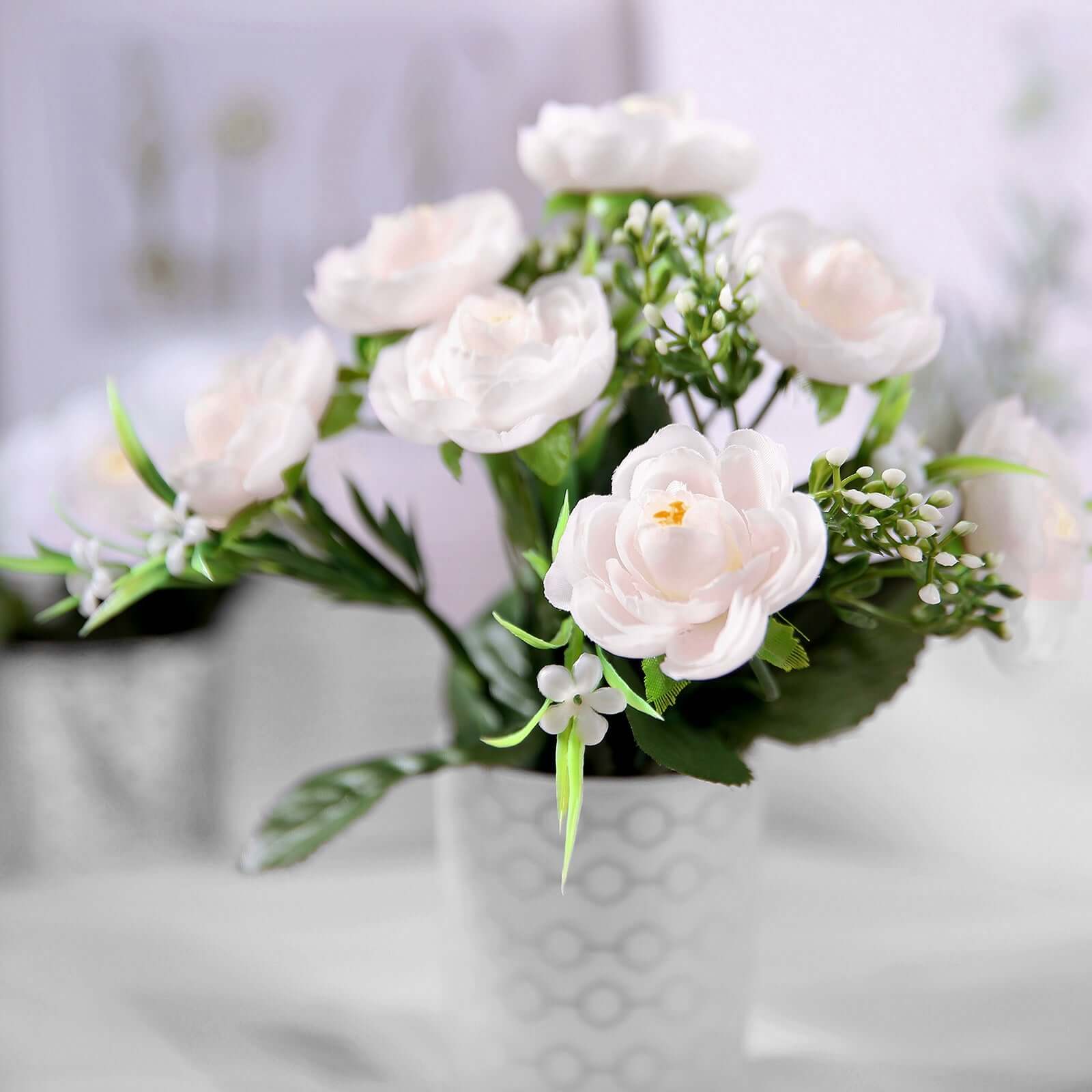 Hot Deal! 4-Bush Blush Artificial Silk Peony Flower Bouquet