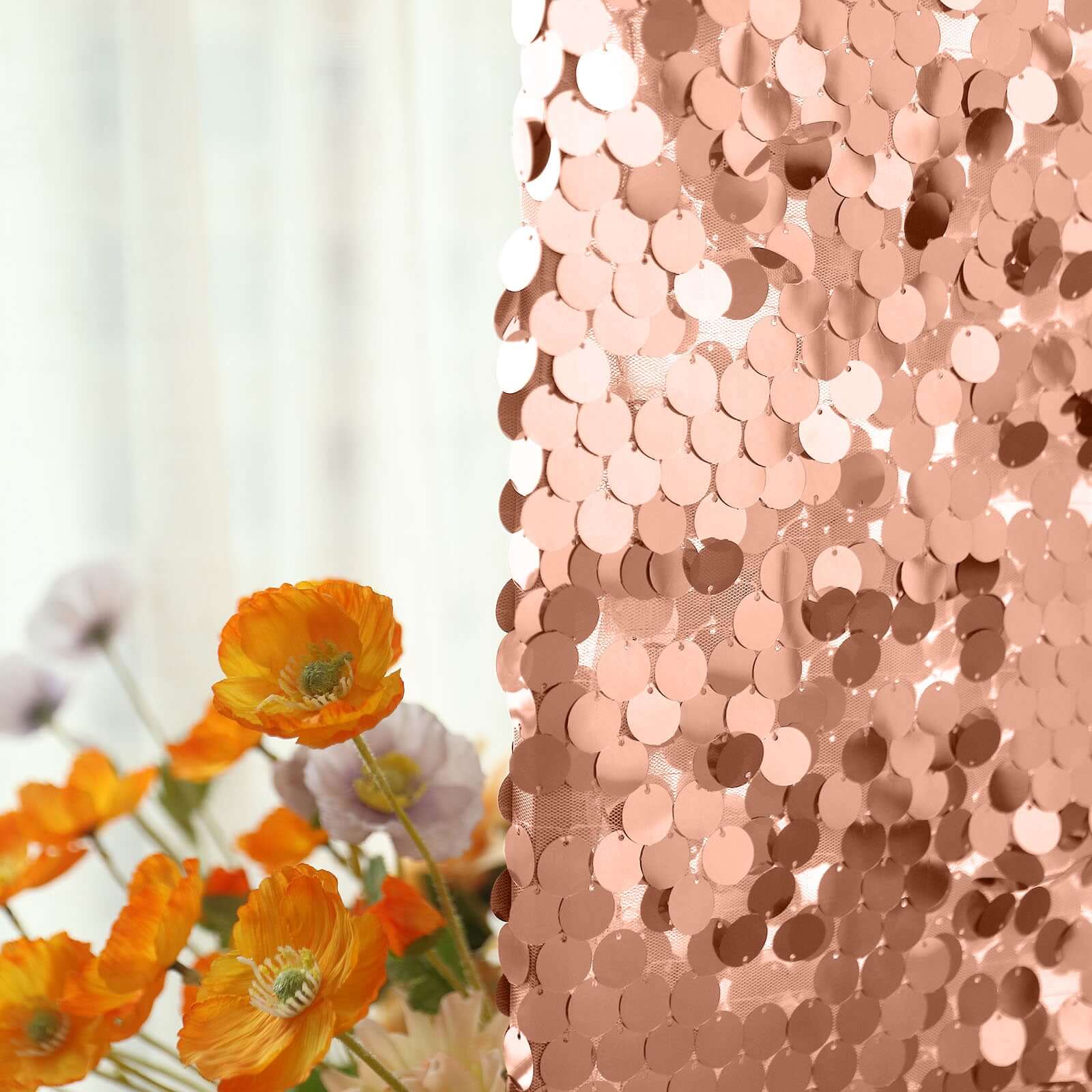 Hot Sale! 7ft Double-Sided Sparkly Rose Gold Payette Sequin Cover for Round Top Wedding Arch