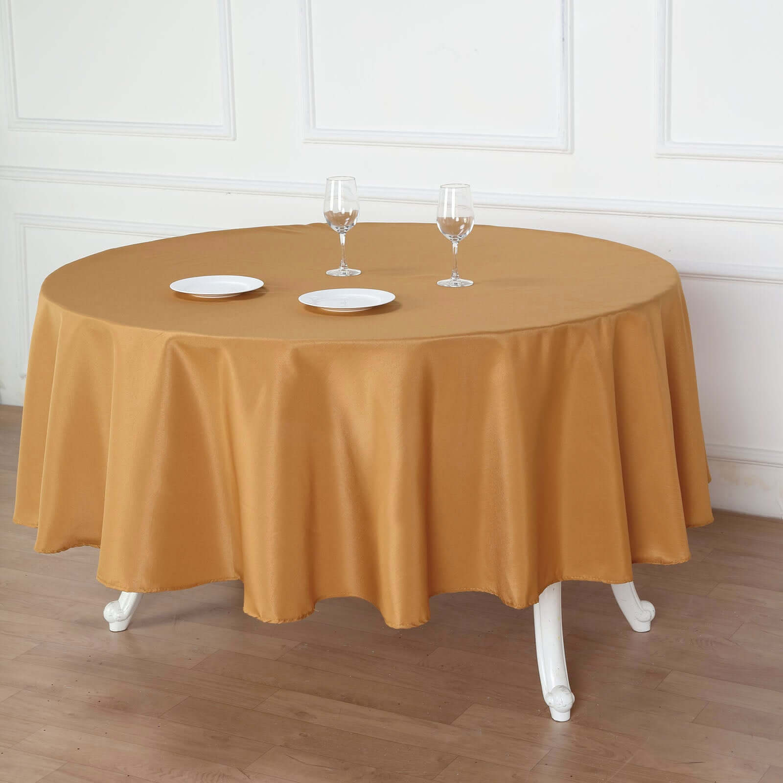 Gold 90-Inch Round Polyester Tablecloth: Stain & Wrinkle-Resistant for Party & Gatherings, Ideal Deal!