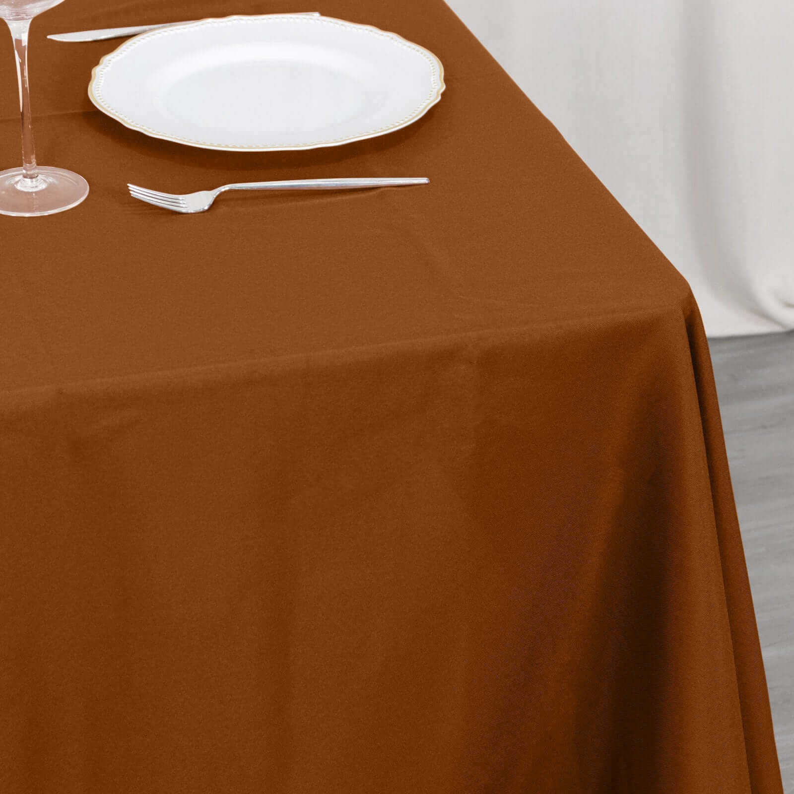 Wrinkle-Resistant & Durable 70x70 Polyester Tablecloth in Cinnamon Brown - Ideal for Events
