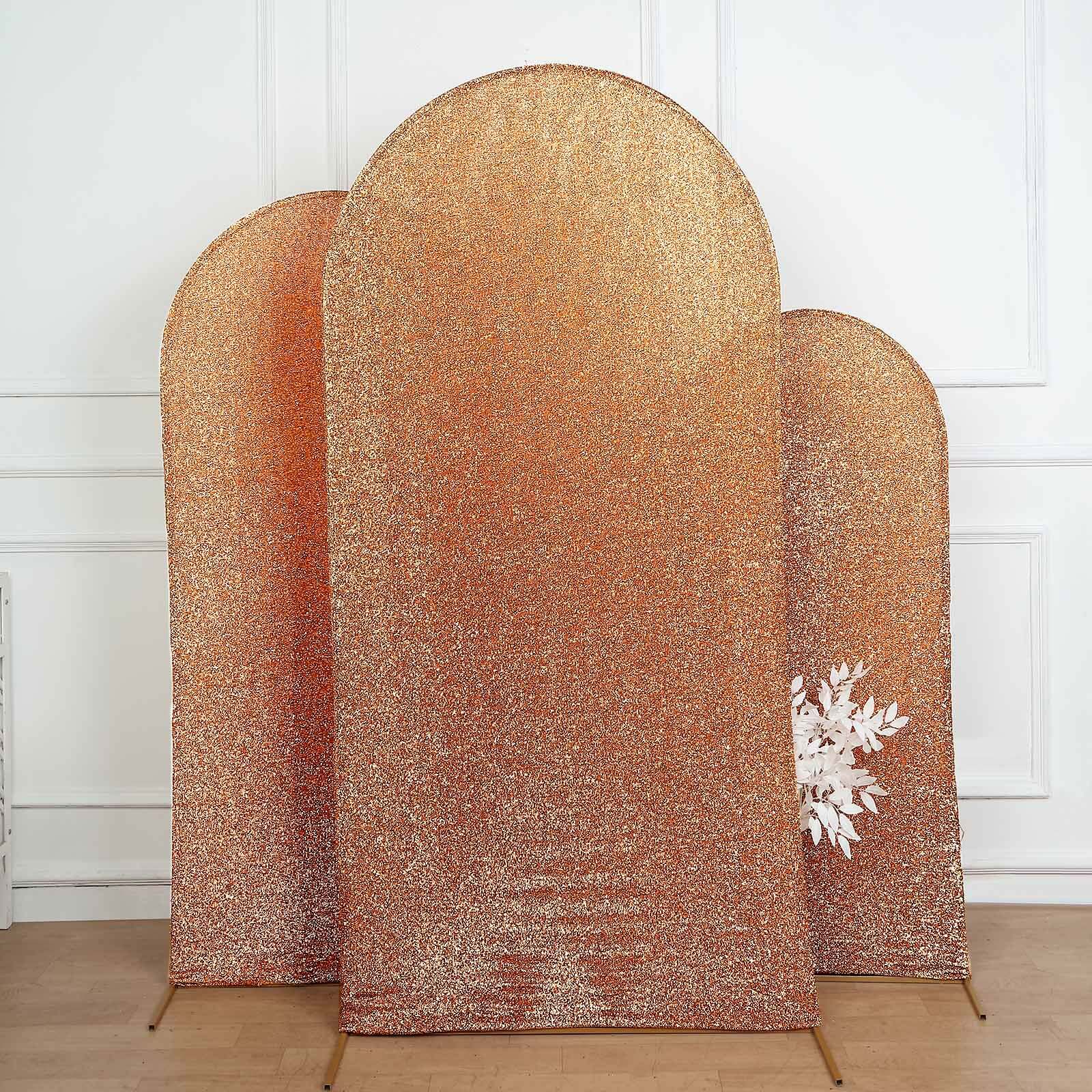 Hot Sale! 7ft Antique Gold Shimmer Tinsel Spandex Cover for Round Top Wedding Arch