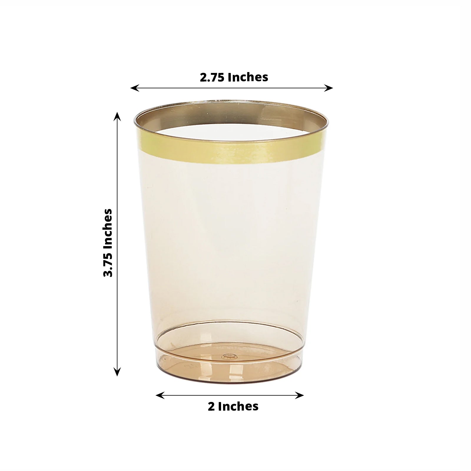 Get 25-Pack of 10oz Transparent Amber Gold Plastic Tumbler Cups with Gold Rim for Stylish Disposable Party