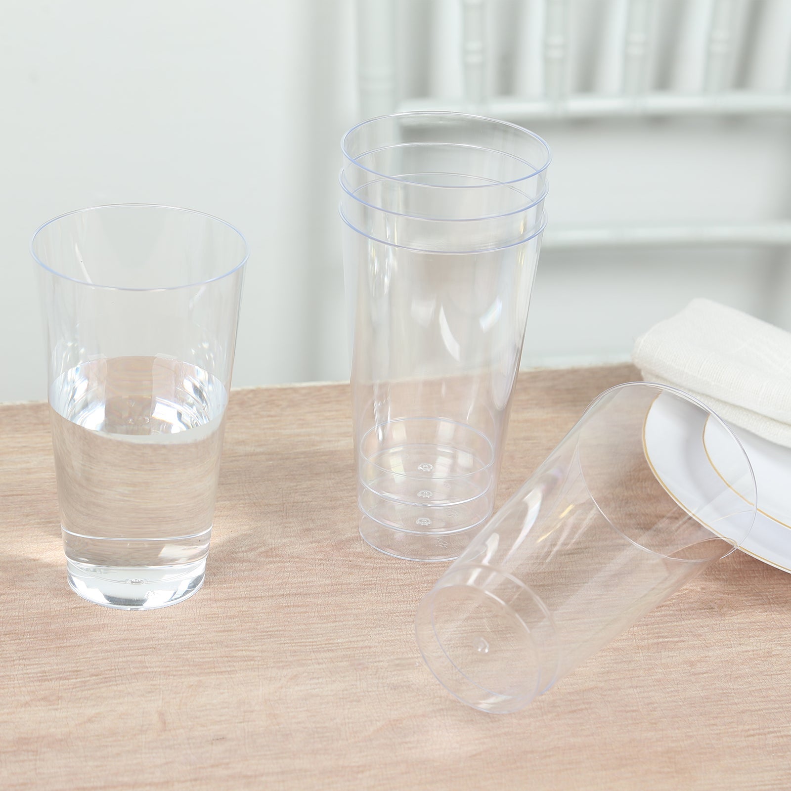 12-Pack Clear Plastic Disposable Party Cups - 17oz Durable Tumblers for Drinks