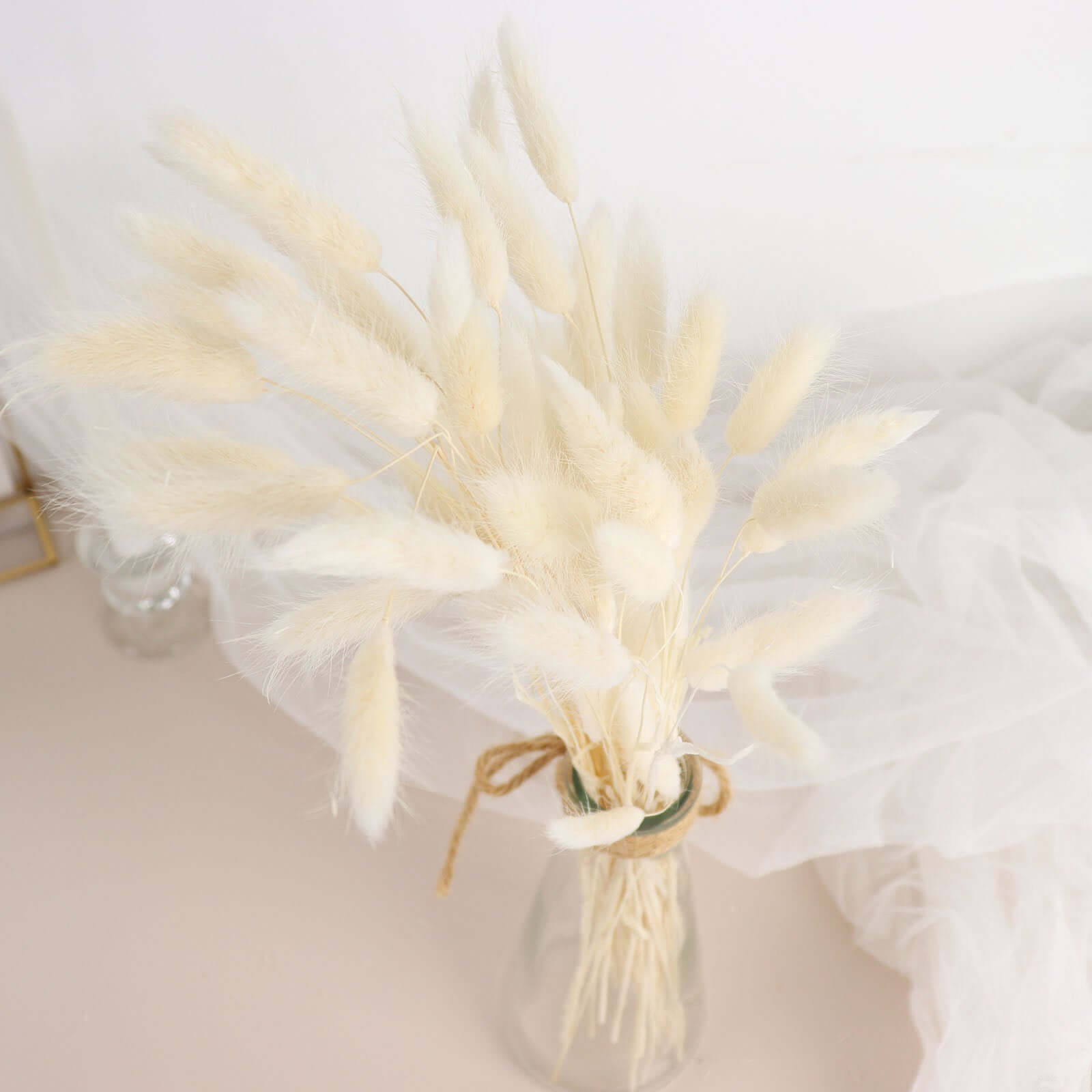 50-Pack Natural White Dried Bunny Tail Grass - Ideal for Modern Farmhouse Decor and Event Styling