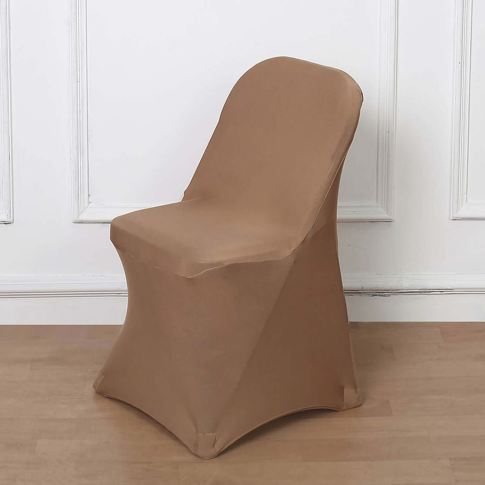 Reusable & Wrinkle-Resistant Taupe Stretch Spandex Slipcover for Folding Chairs