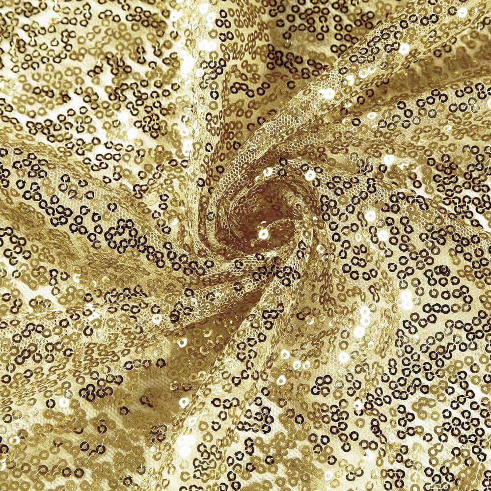 Champagne Seamless Round Sequin Tablecloth, 132-Inch Dazzling Cover