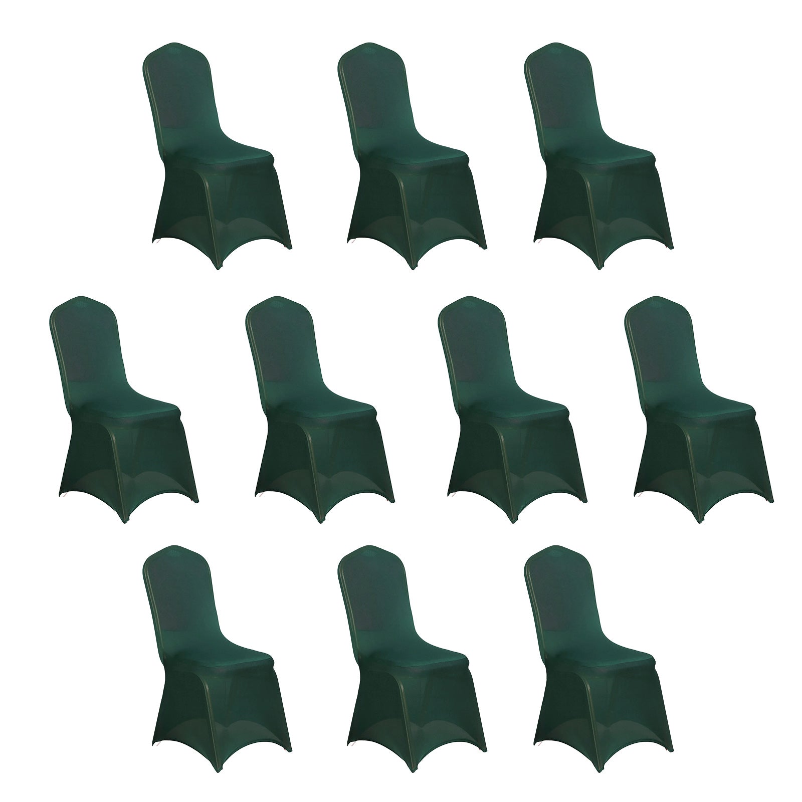 10-Pack Durable Reusable Stretch Spandex Chair Covers in Hunter Emerald Green for Banquet Chairs