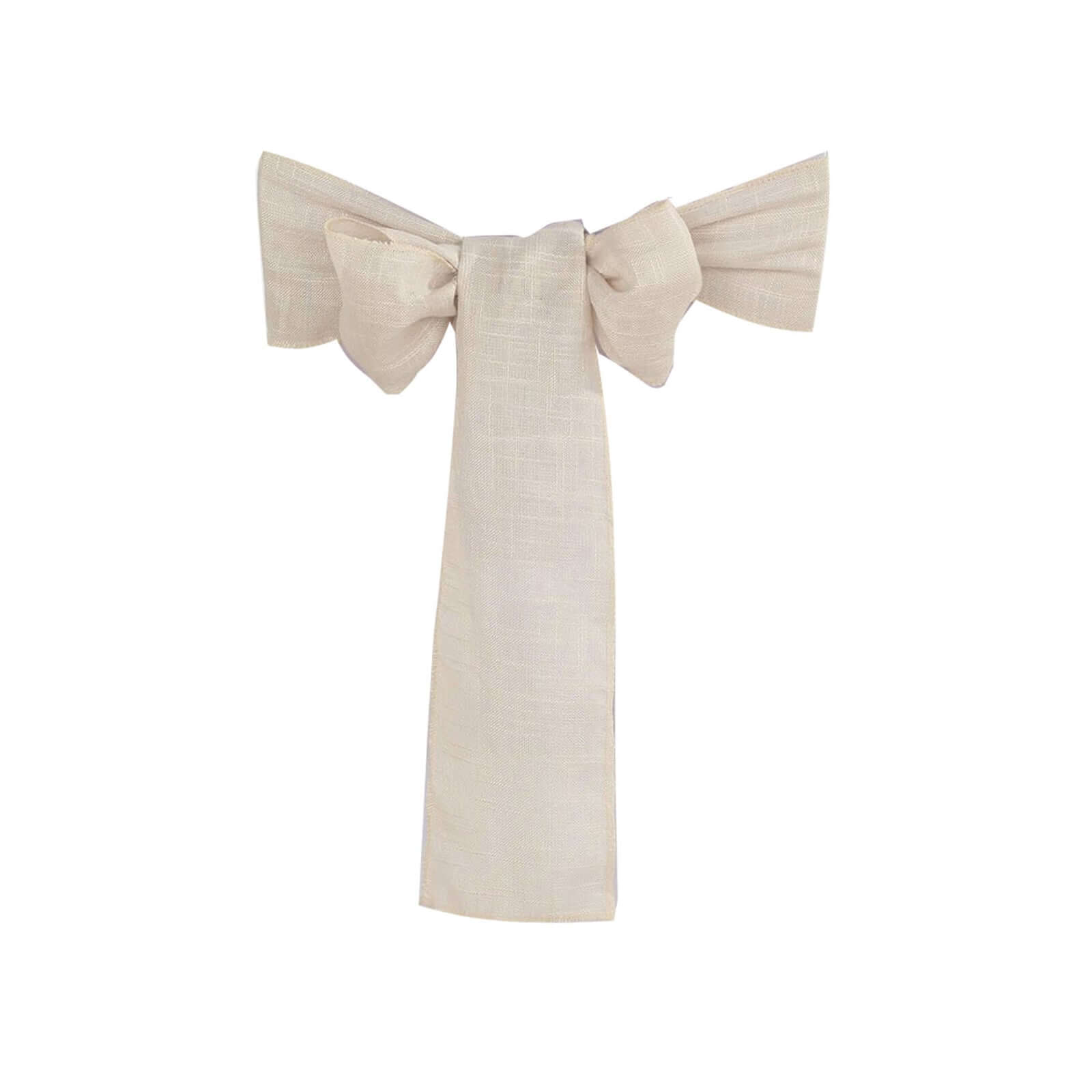 5-Pack Durable Wrinkle-Resistant Beige Faux Linen Chair Sashes for Events