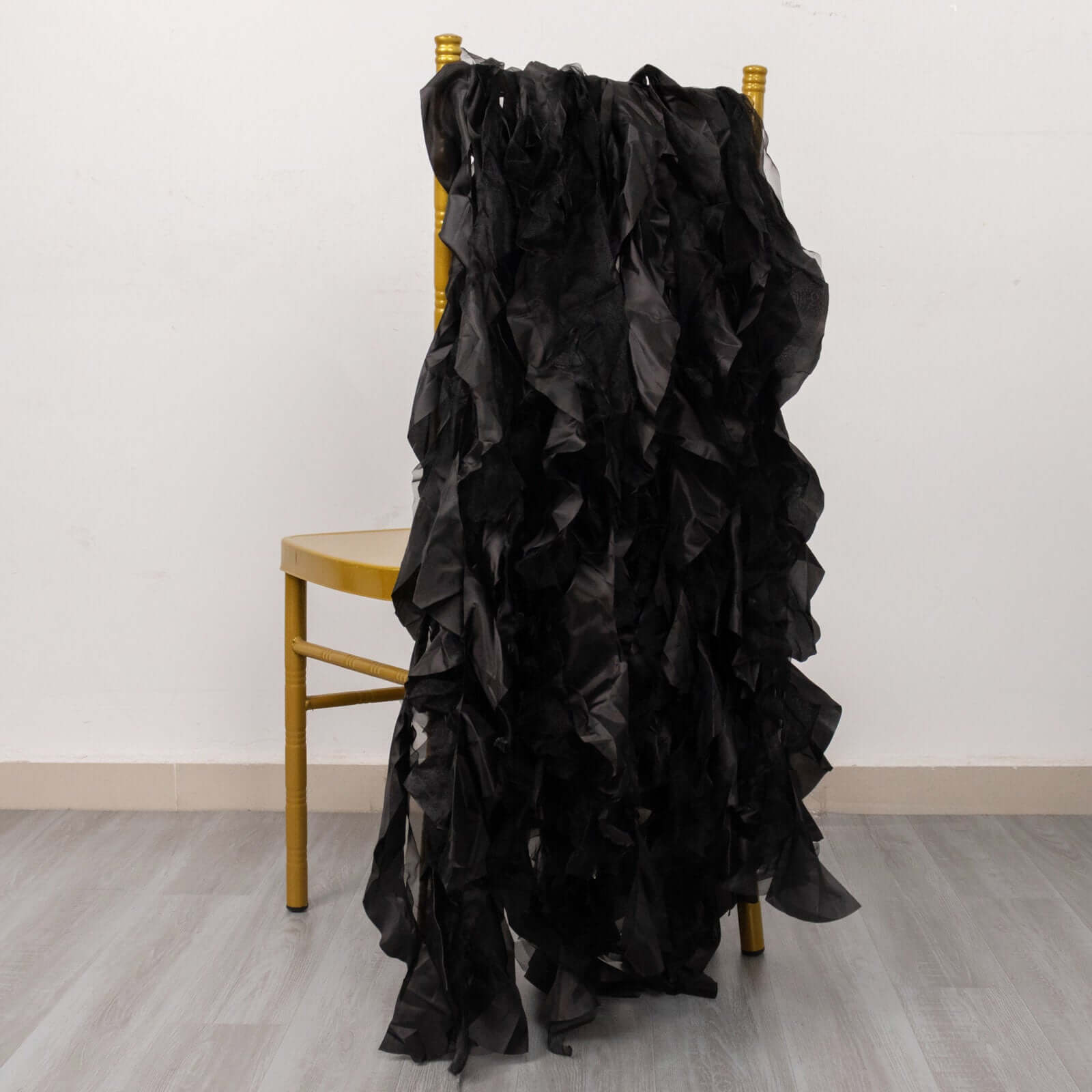 Special Offer! 5-Pack Black Chiffon Satin Curly Willow Chair Sashes for Wedding Decor