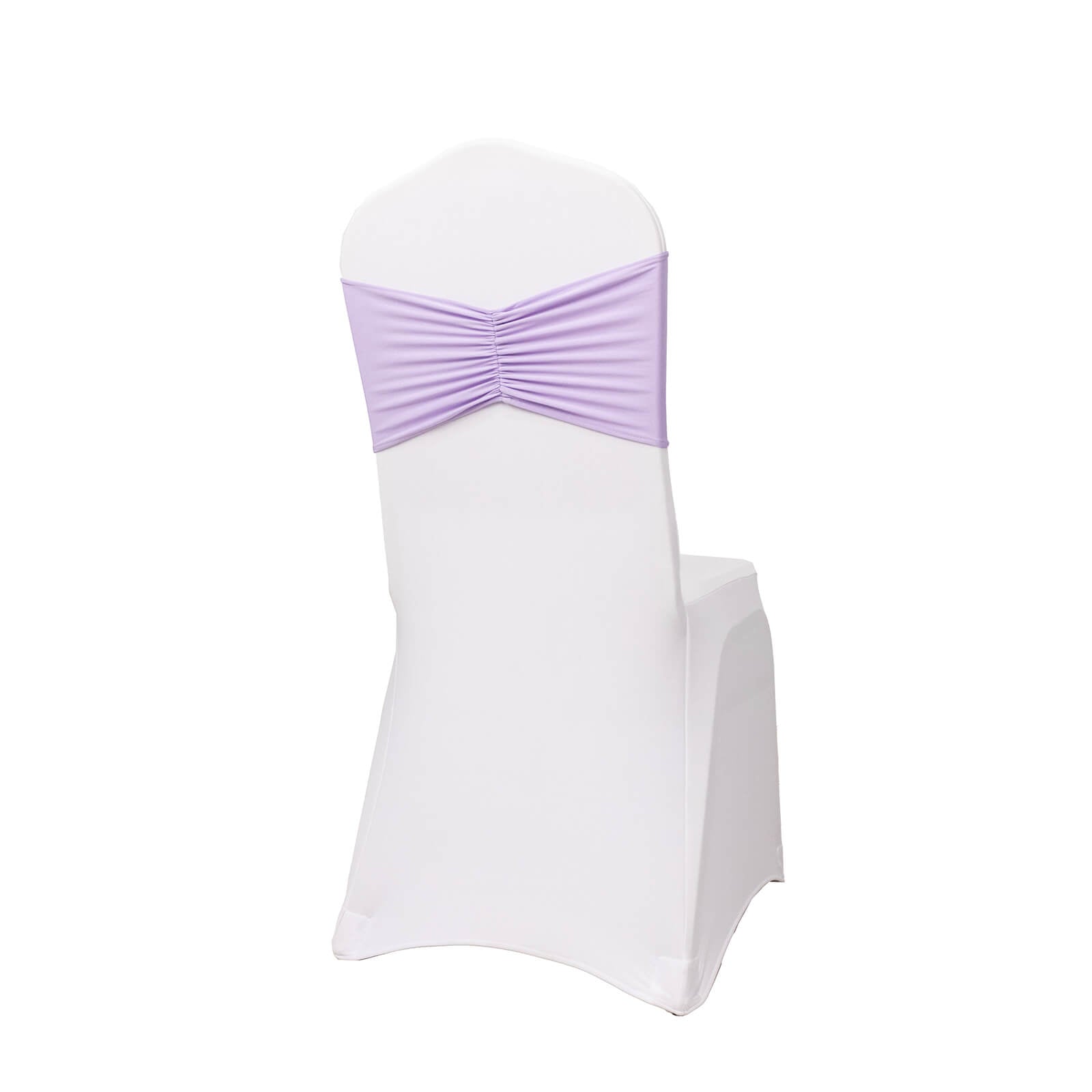 5-Pack Lavender Lilac Ruffled Spandex Chair Sashes - Wide & Easy Stretch Bands
