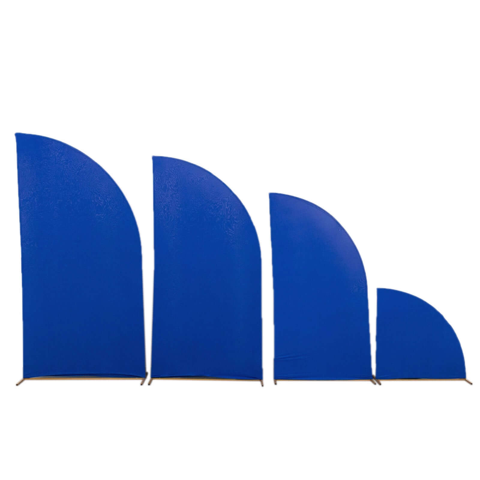 Set of 4 Custom-Fitted Matte Royal Blue Spandex Half Moon Wedding Arch Backdrop Covers - 2.5ft, 5ft, 6ft, 7ft
