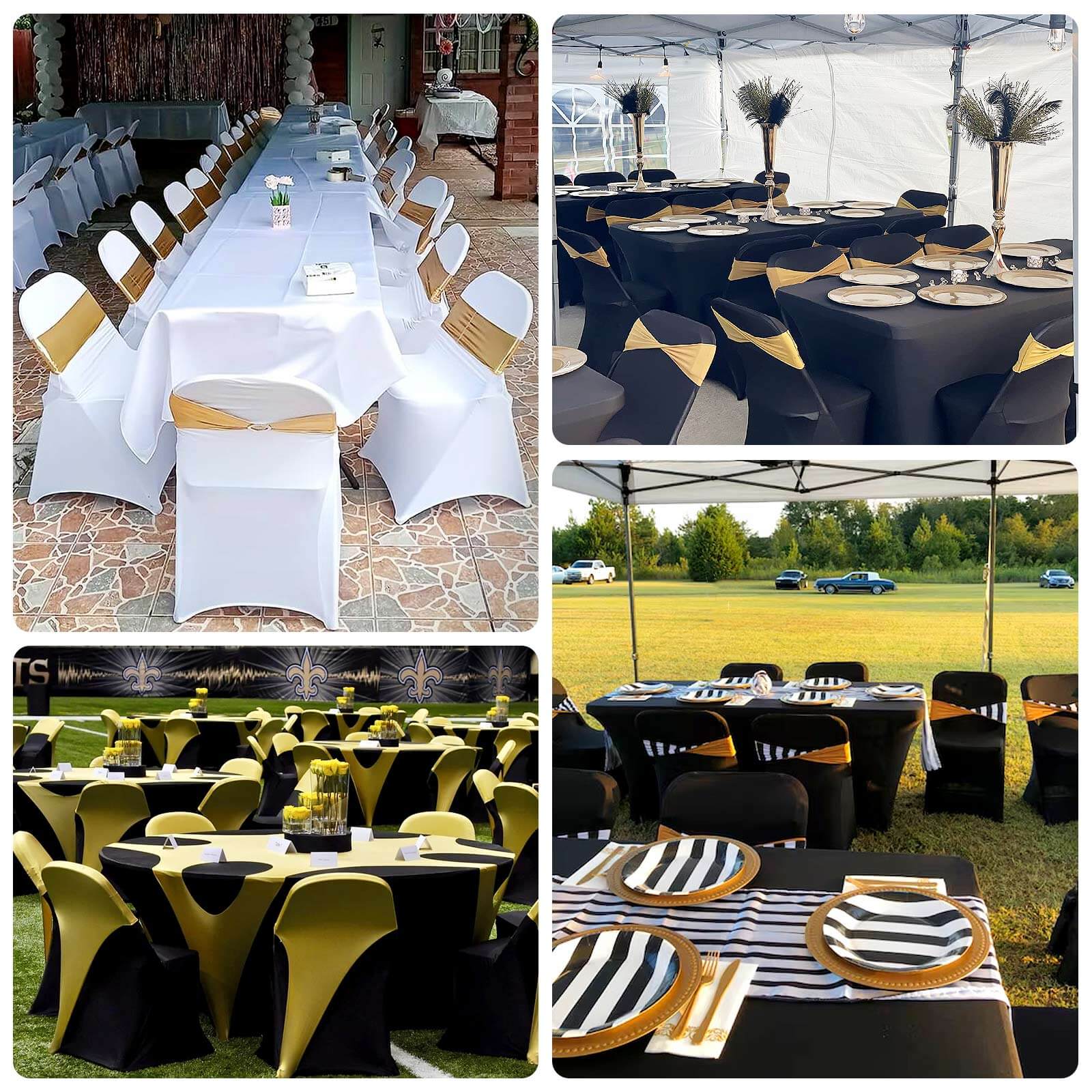 Premium White Spandex Stretch Chair Covers with Foot Pockets for Folding Chairs - Ideal for Weddings & Gatherings