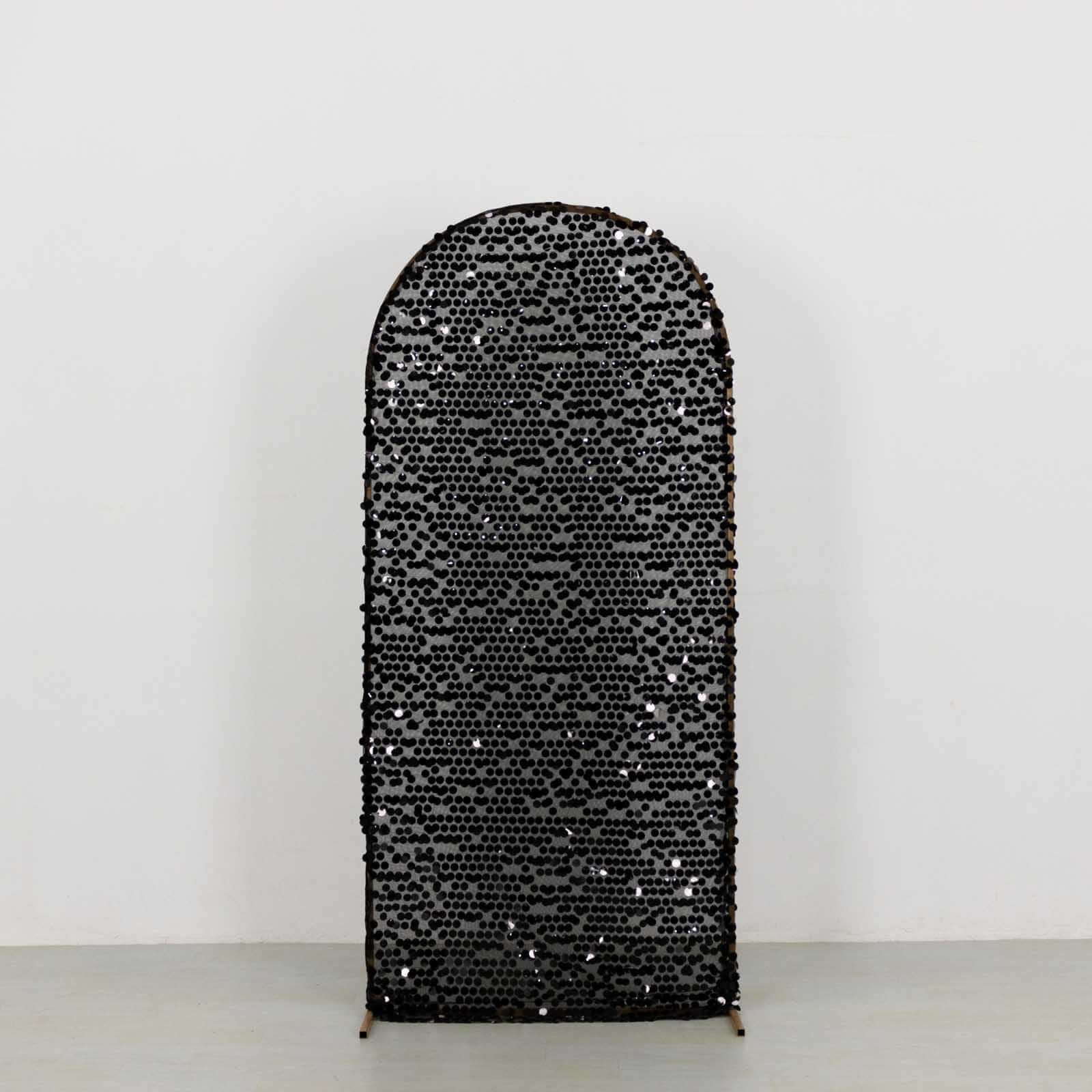 Hot! 6ft Sparkly Black Sequin Fitted Cover for Round Top Wedding Arch
