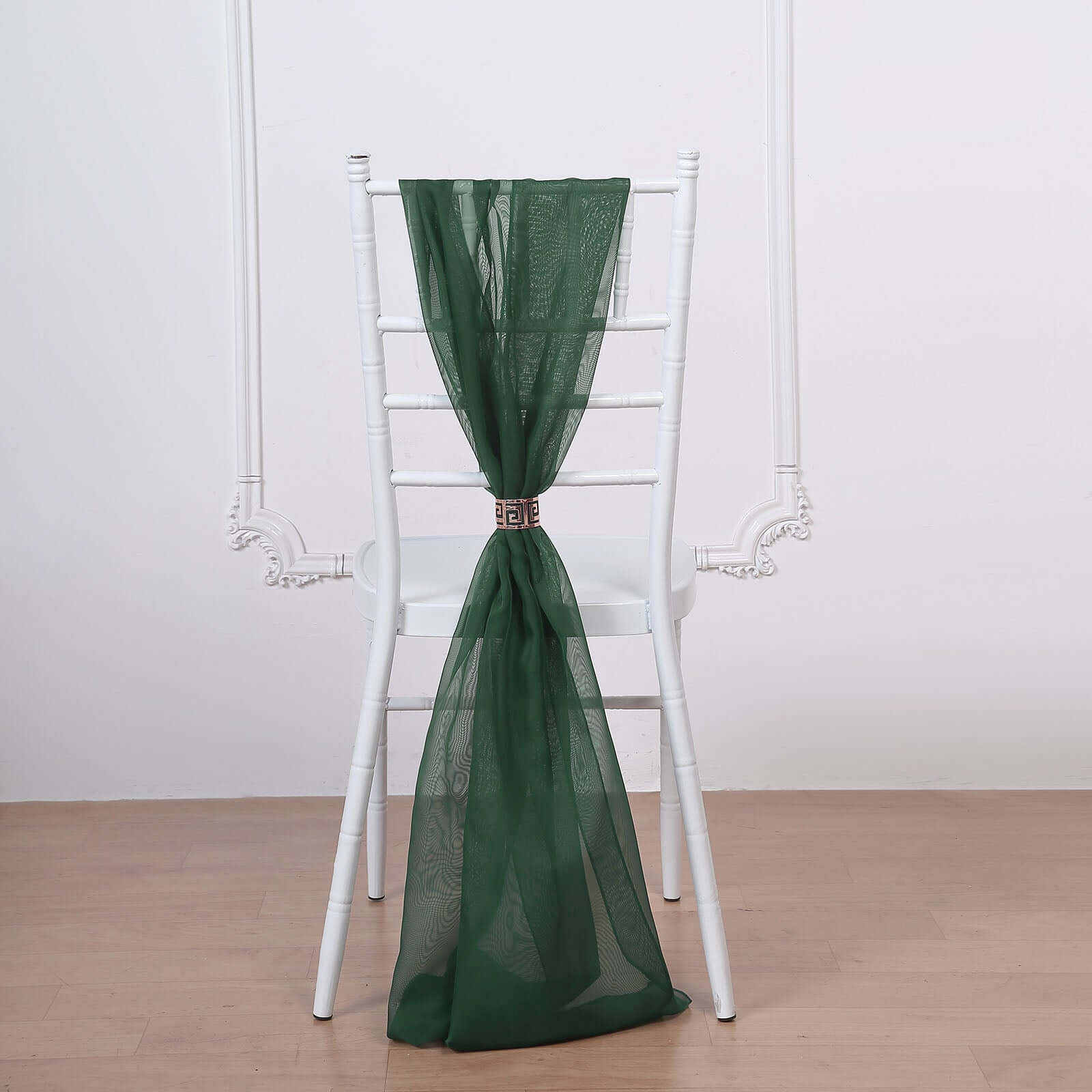 5-Pack Premium Hunter Emerald Green Chiffon Chair Sashes - Soft & Lightweight Designer Bows