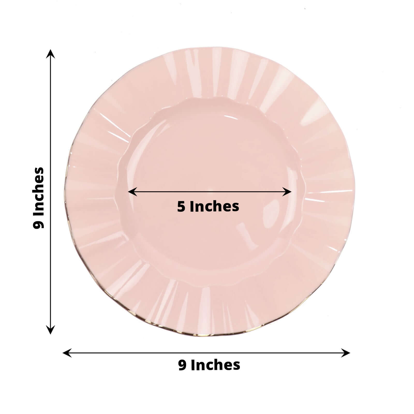 10-Pack Blush Plastic Round Dinner Plates with Gold Edging - Ideal Disposable Dinnerware