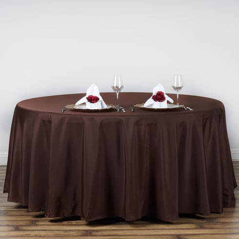 Chocolate 120-Inch Seamless Wrinkle-Resistant Polyester Round Tablecloth