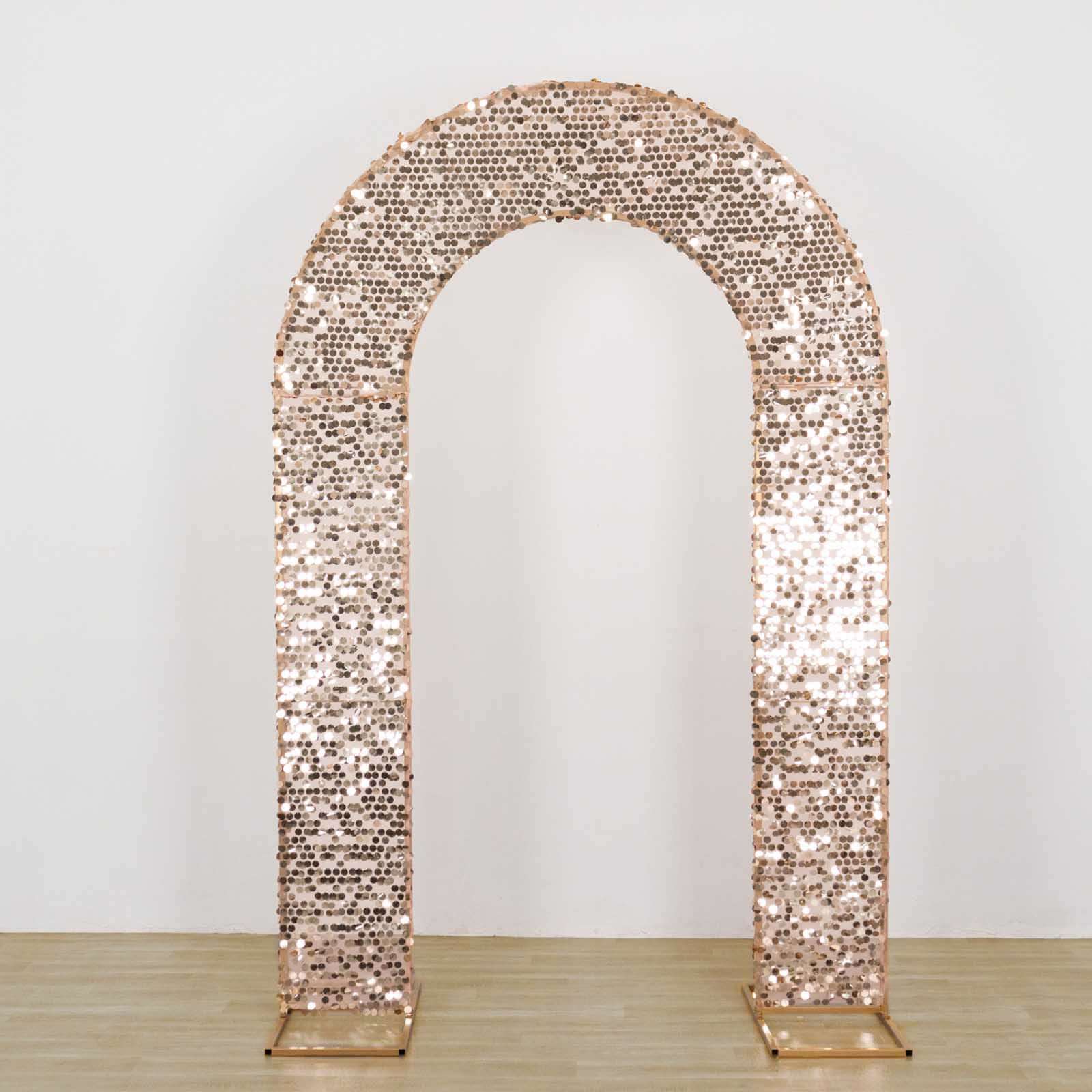 8ft Rose Gold Sparkly Payette Sequin U-Shaped Wedding Arch Slipcover