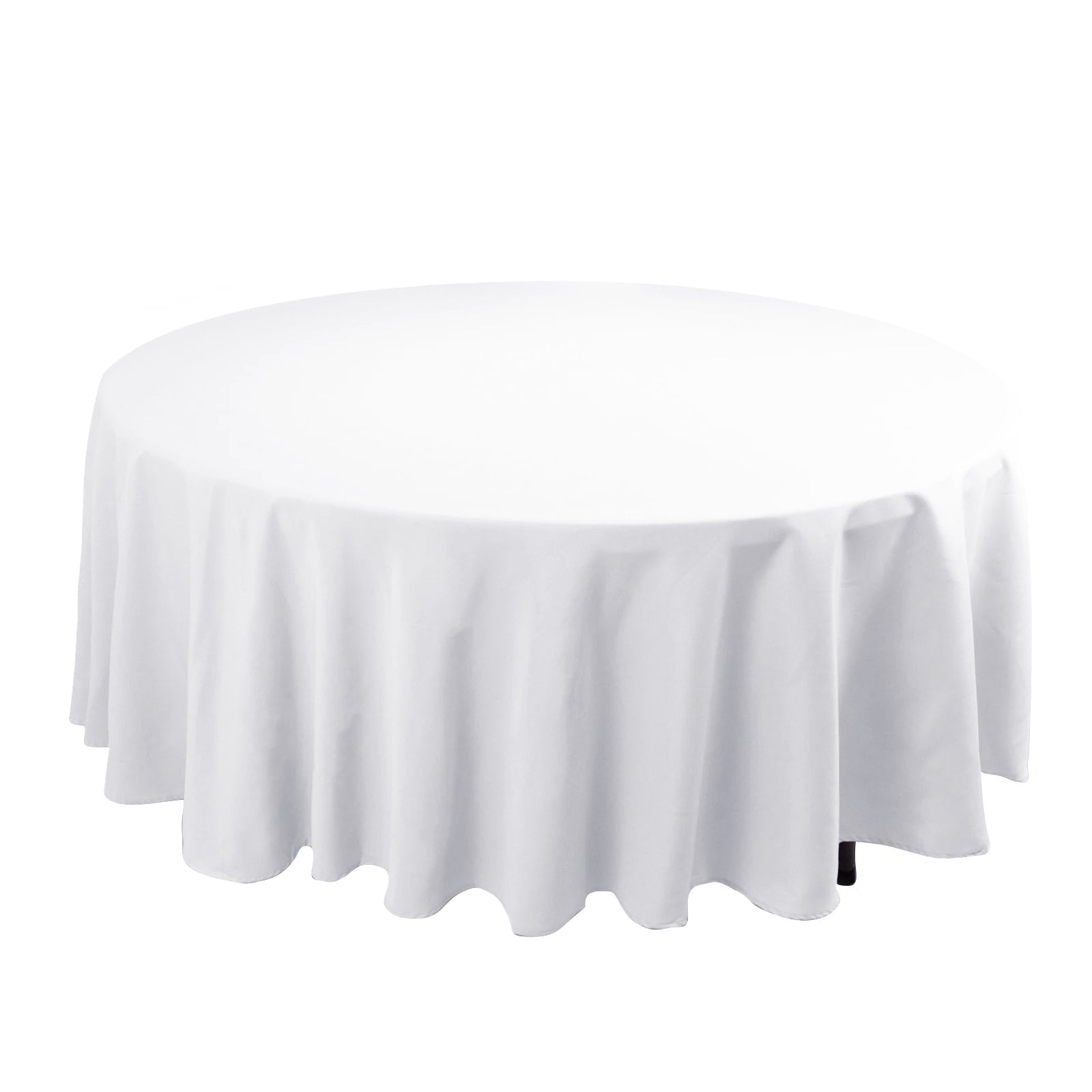 Wrinkle-Resistant White 108-Inch Cotton Blend Round Tablecloth for Various Table Settings