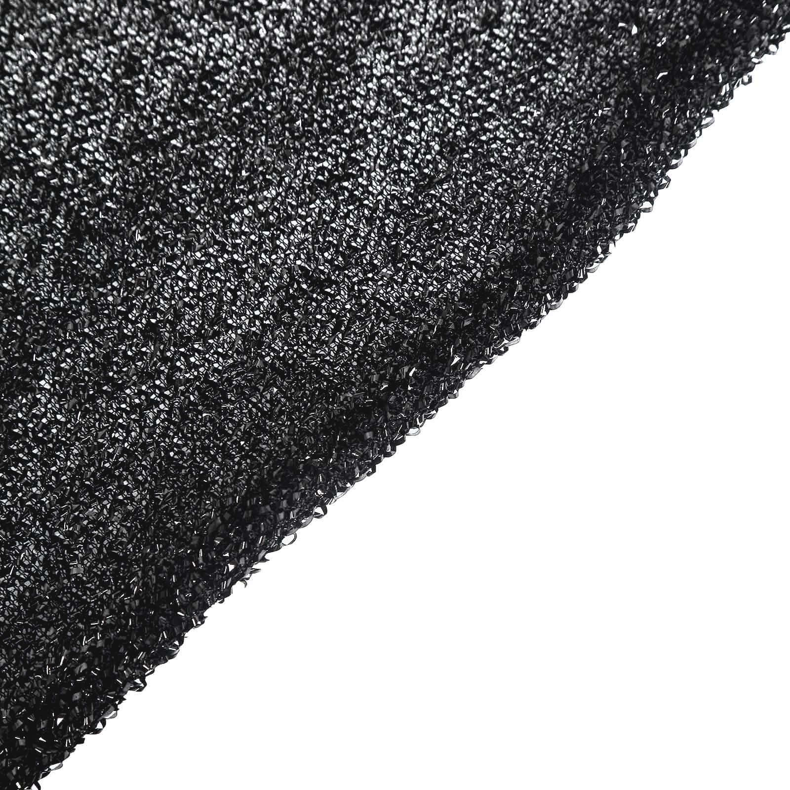 7ft Black Shimmer Tinsel Spandex Cover for Fitted Round - Top Wedding Arch Stand