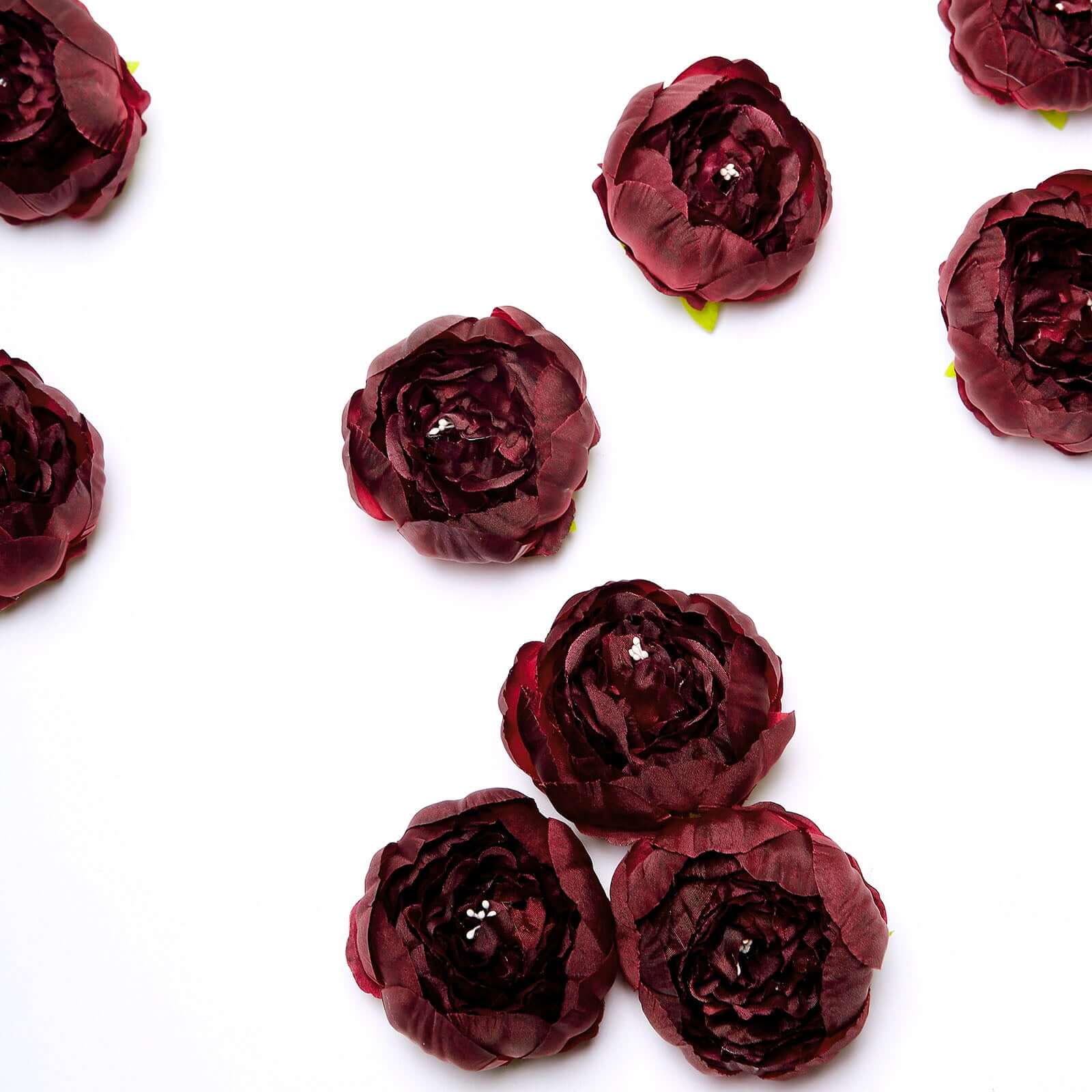 Hot Sale! 10-Pack Burgundy Artificial Peony Flower Heads for DIY Craft, Event Styling & Floral Arrangements