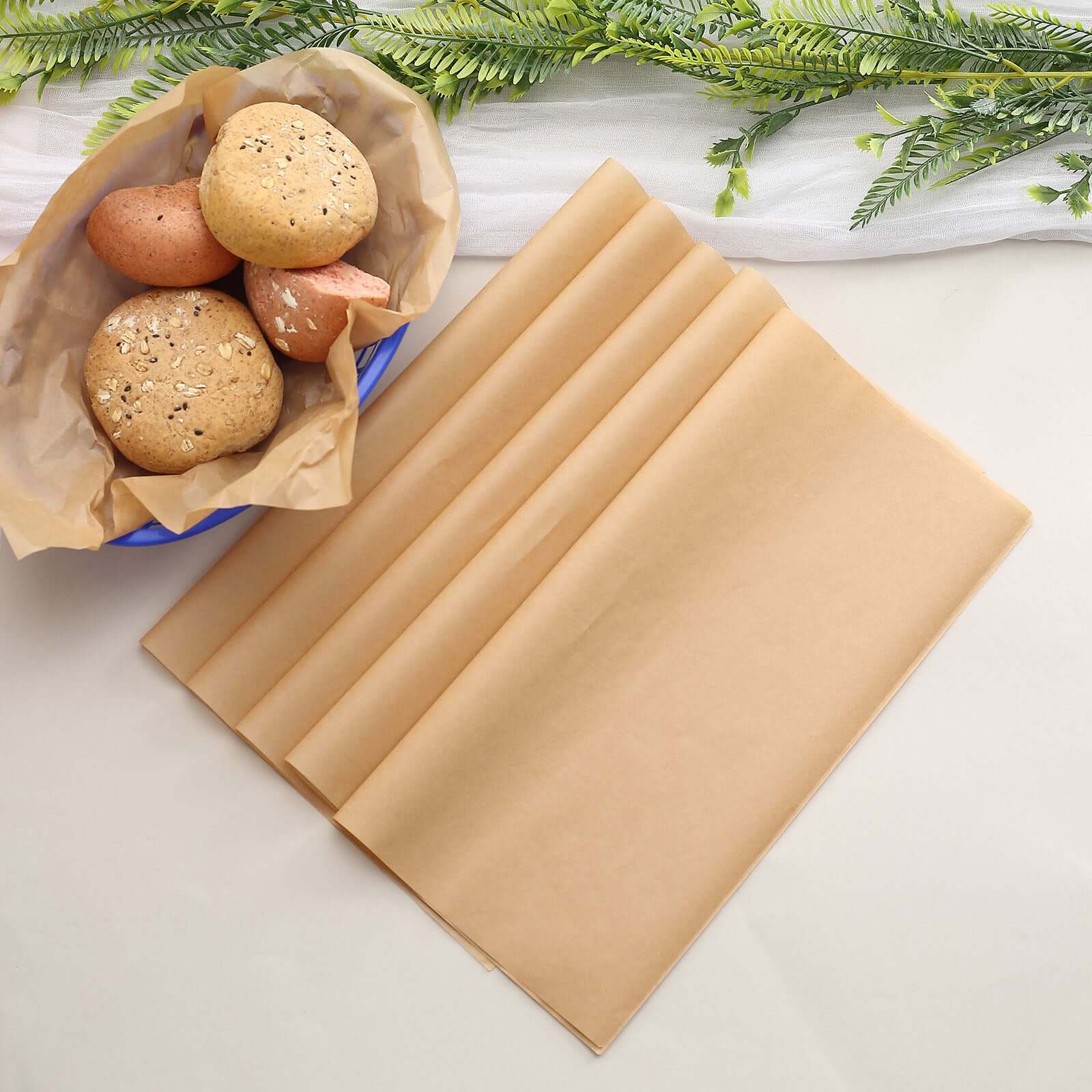 50-Pack Natural Brown Square Wax Paper Basket Liners - Ideal for Food Wrapping