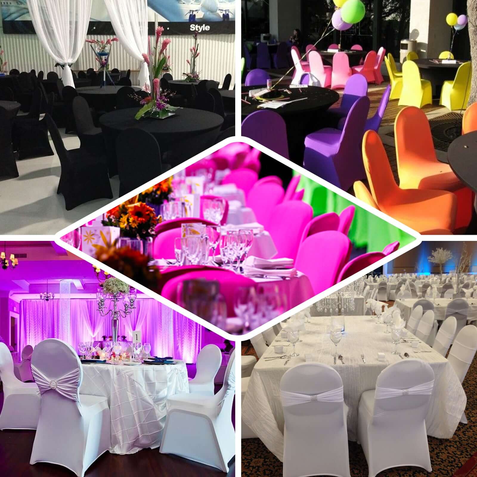 10-Piece Set of Pink Durable Reusable Spandex Slip-On Covers for Banquet Chairs