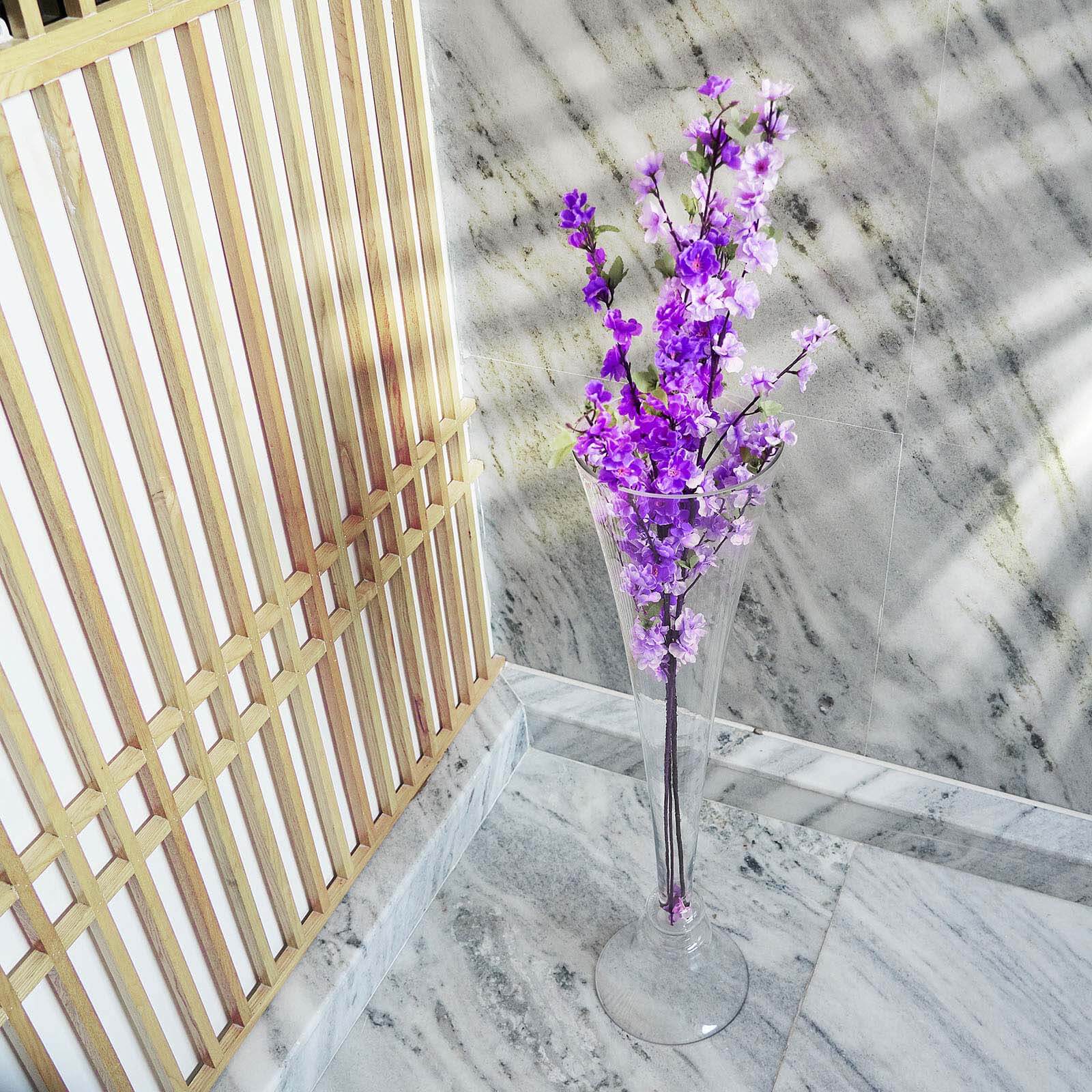 40-Inch Clear Reversible Hand-Crafted Glass Trumpet Floor Vase for Event Decor