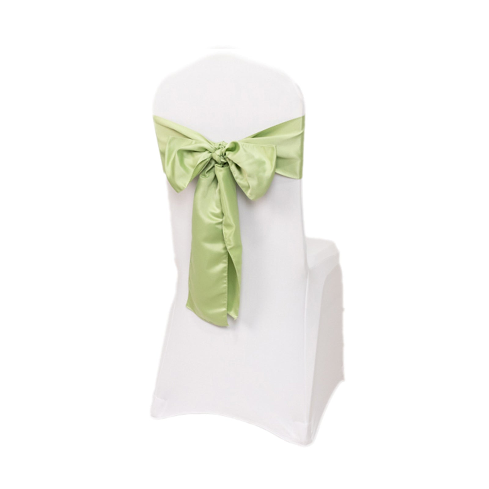 5-Piece Set of Lamour Satin 6x106 Sage Green Chair Sashes - Reusable Decorative Bows