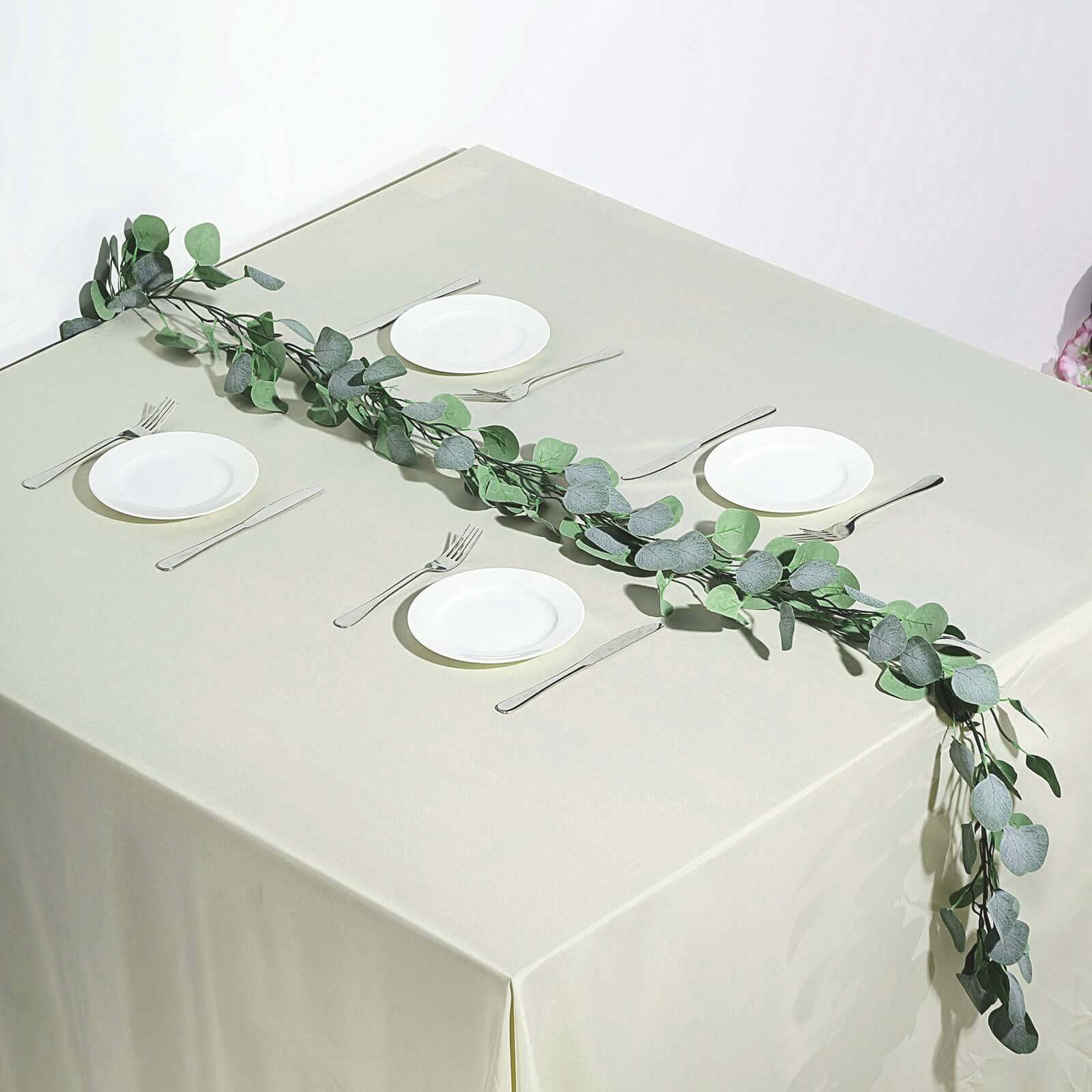6.5ft Frosted Green Artificial Silk Eucalyptus Leaf Garland for Decorative Use