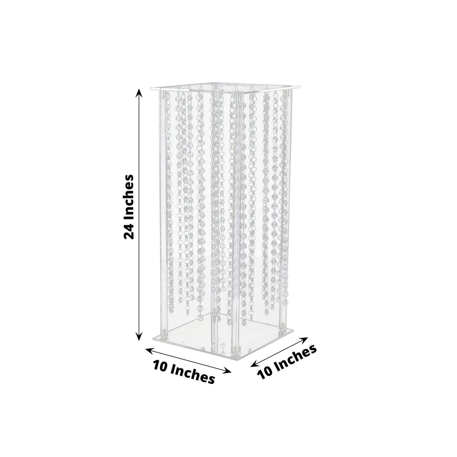 Clear Acrylic Flower Pedestal Vase with Crystal Beads - Ideal Durable Wedding Table Centerpiece, 24 Inches