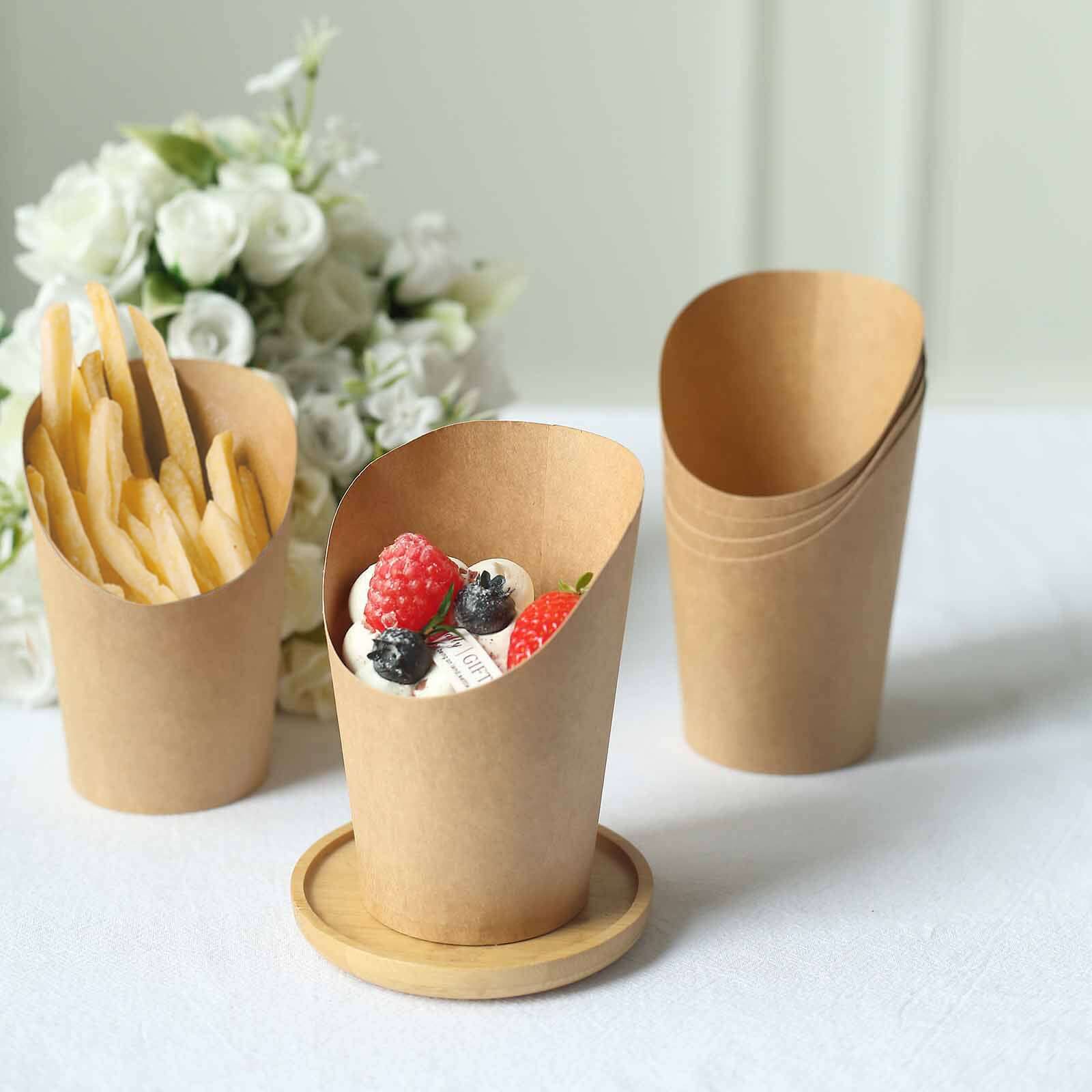 50-Pack 14oz Natural Brown Paper Popcorn Box Snack Cups - Ideal for Appetizers