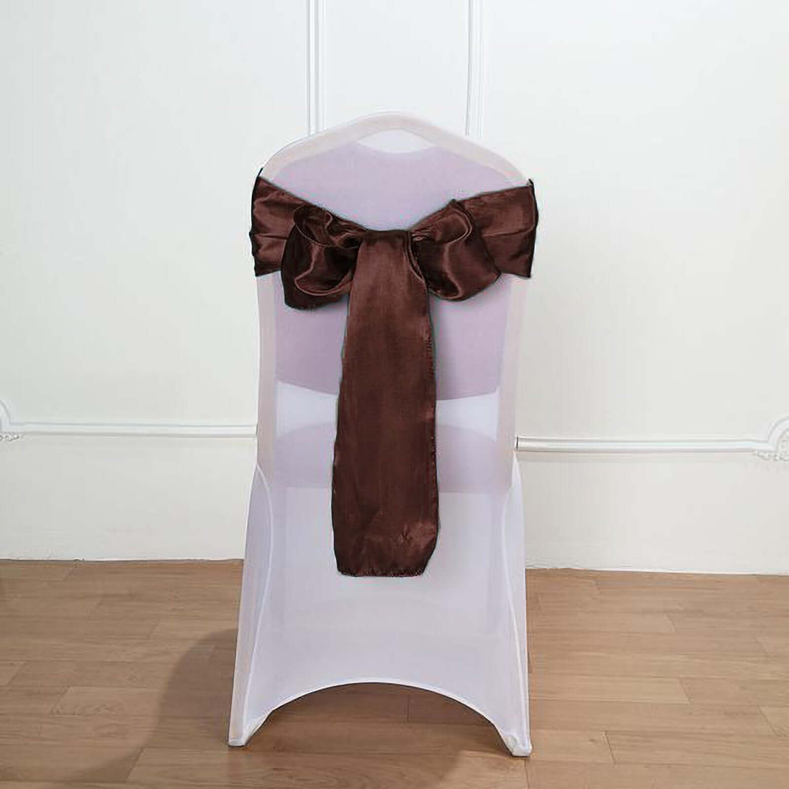 5-Piece Set of Durable Chocolate Satin Chair Sashes with Shiny Finish (6x106)