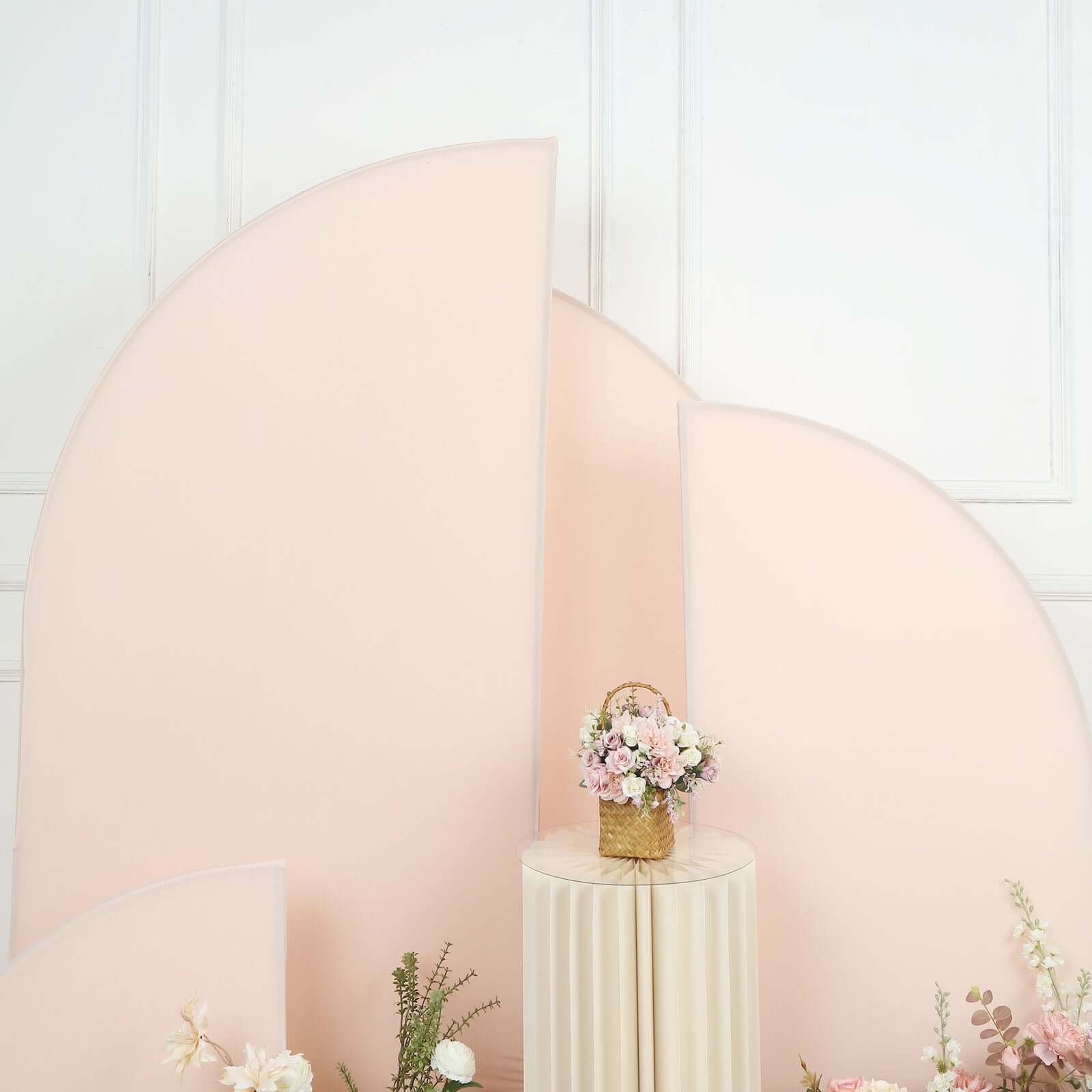 Hot Deal! Custom Fitted Set of 4 Matte Blush Spandex Half Moon Wedding Arch Covers in 4 Sizes