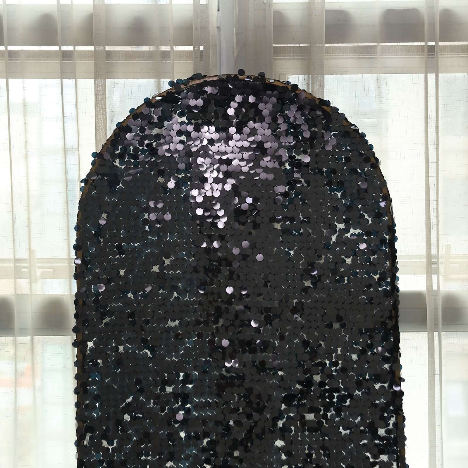 Hot Sale! 6ft Double-Sided Sparkly Black Payette Sequin Cover for Round Top Wedding Arch