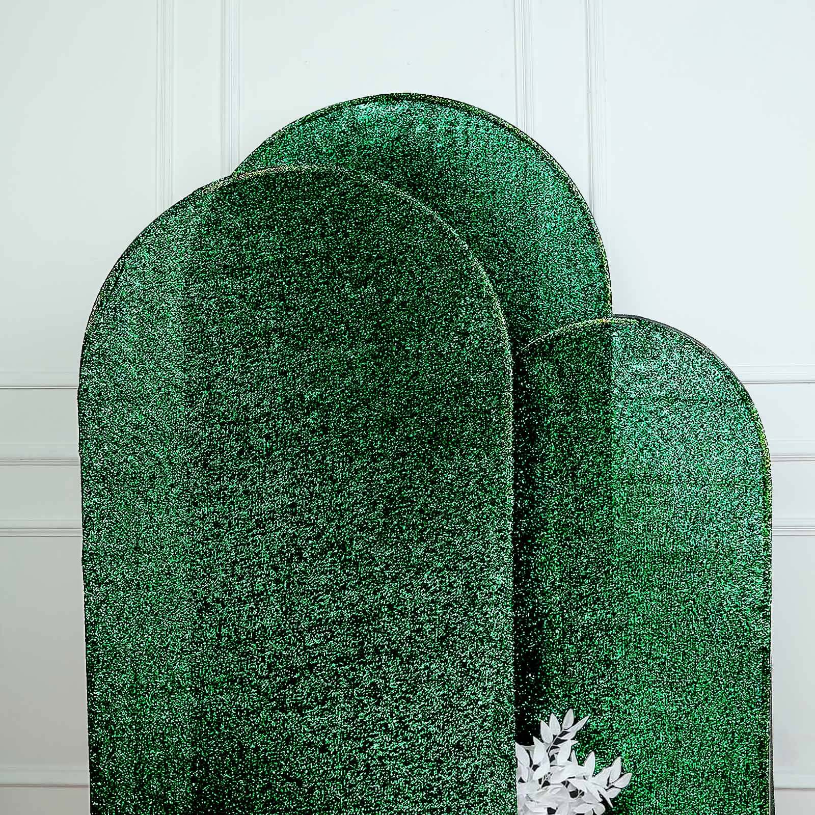 Hot Sale! 6ft Hunter Emerald Green Shimmer Tinsel Spandex Cover for Round Top Wedding Arch Stand