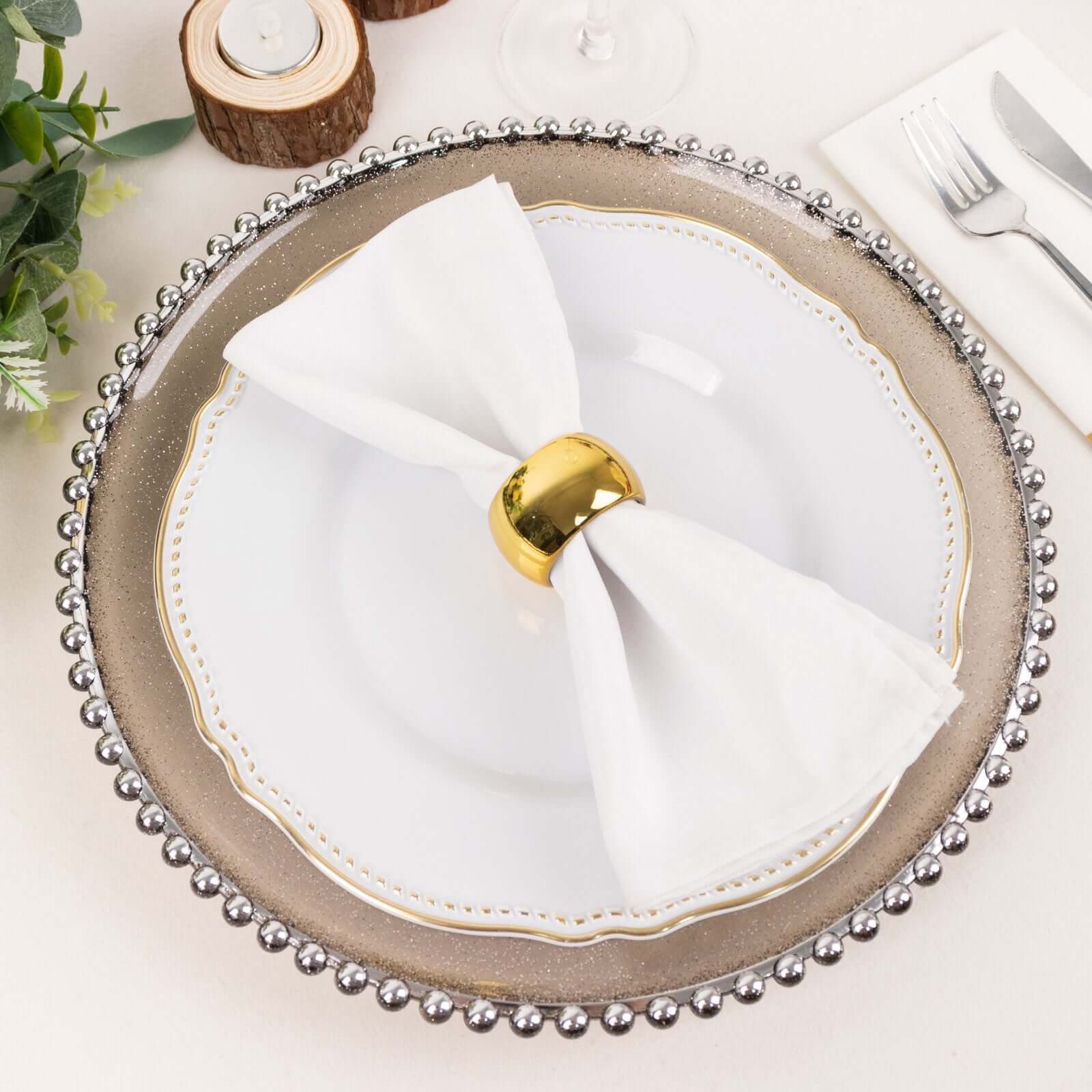 4-Pack Gold Shiny Metallic Acrylic Napkin Rings - Ideal for Events