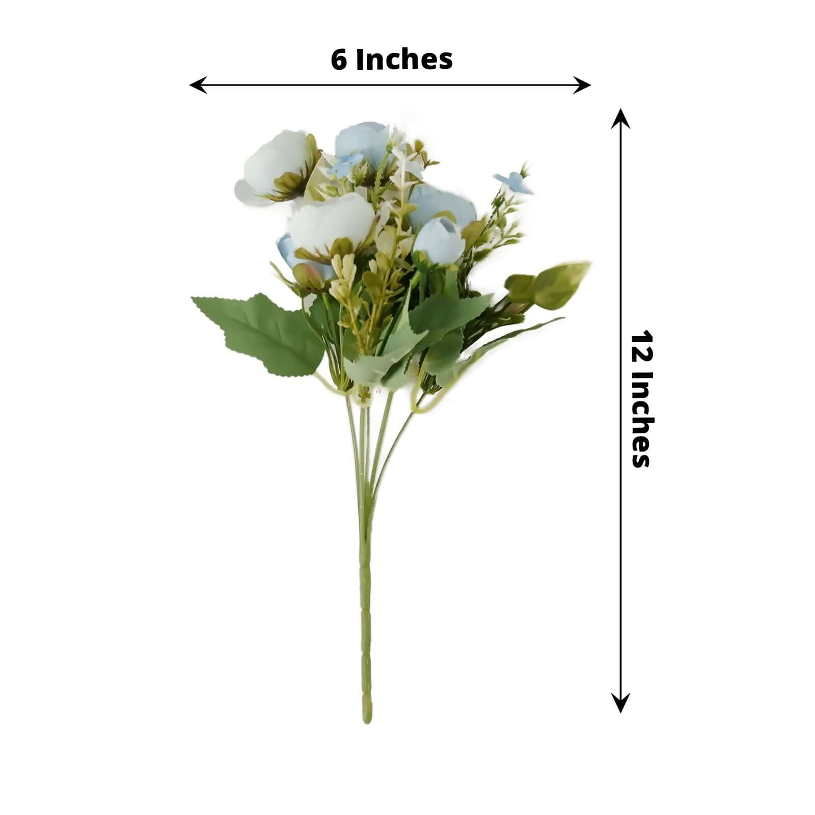 4-Pack Dusty Blue Artificial Ranunculus Silk Flower Bouquets for Bridal and Decor