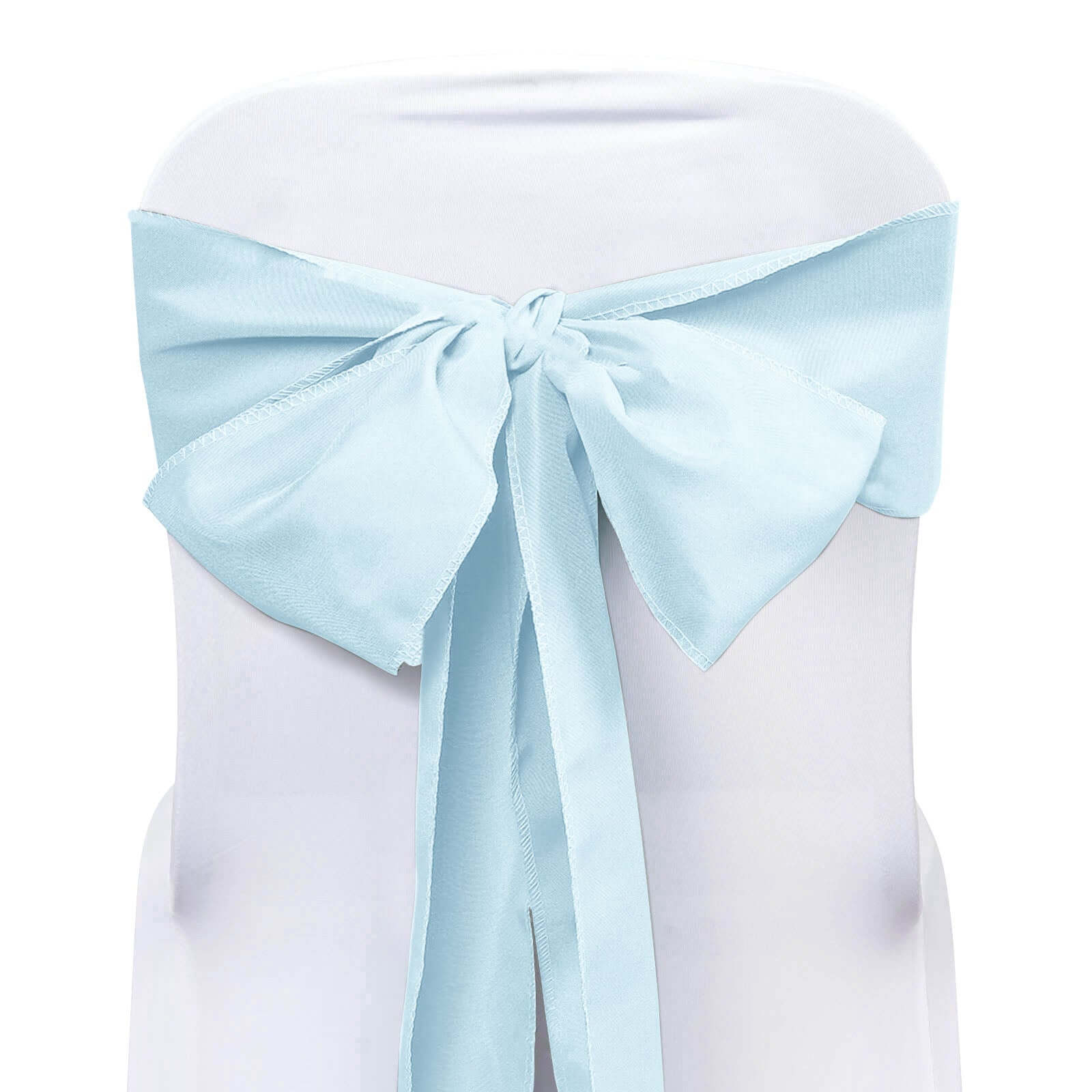 Get 5-Piece Set of Light Blue Polyester Chair Sashes, 6x108 for Decor